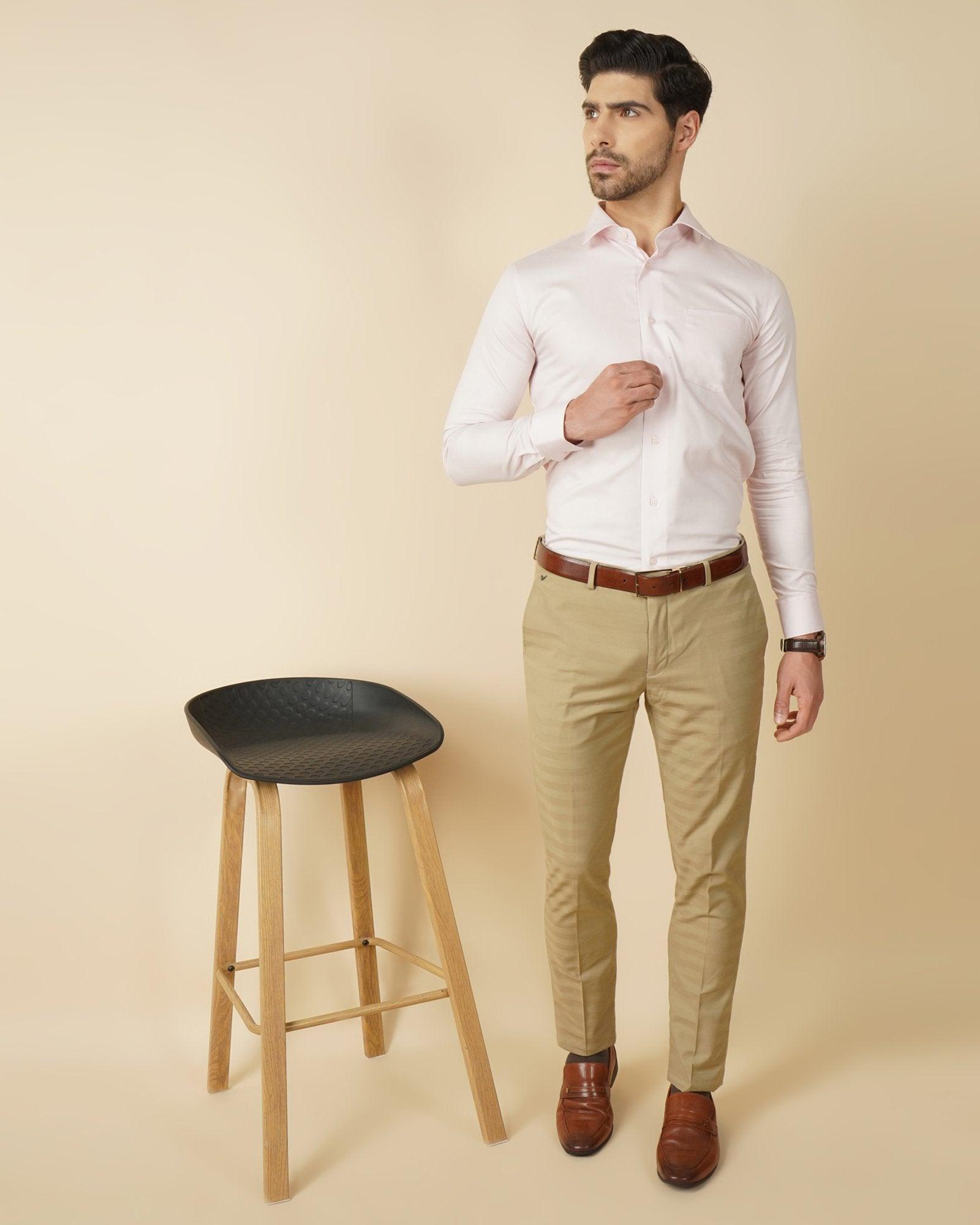 Austin Barre Stripe Trendy Trouser In Beige (B91 Fit) - blackberrys-clothing