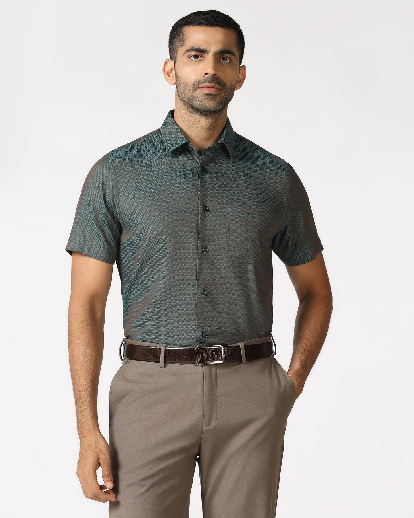 Beetle Half Sleeve Textured Shirt - Recite