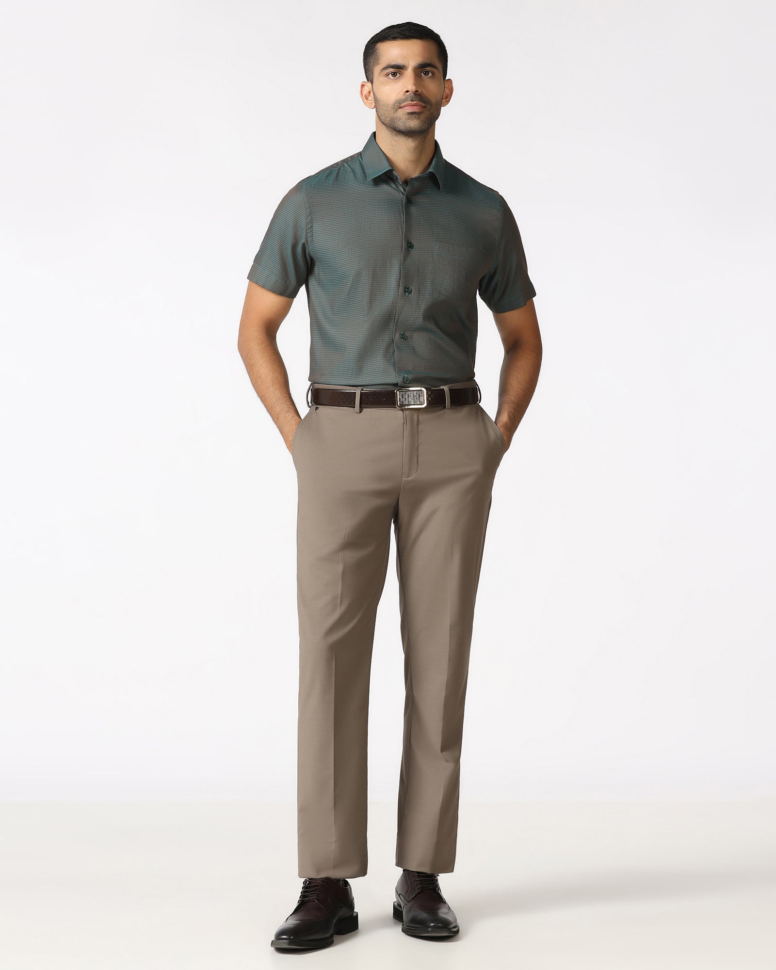 Beetle Half Sleeve Textured Shirt - Recite