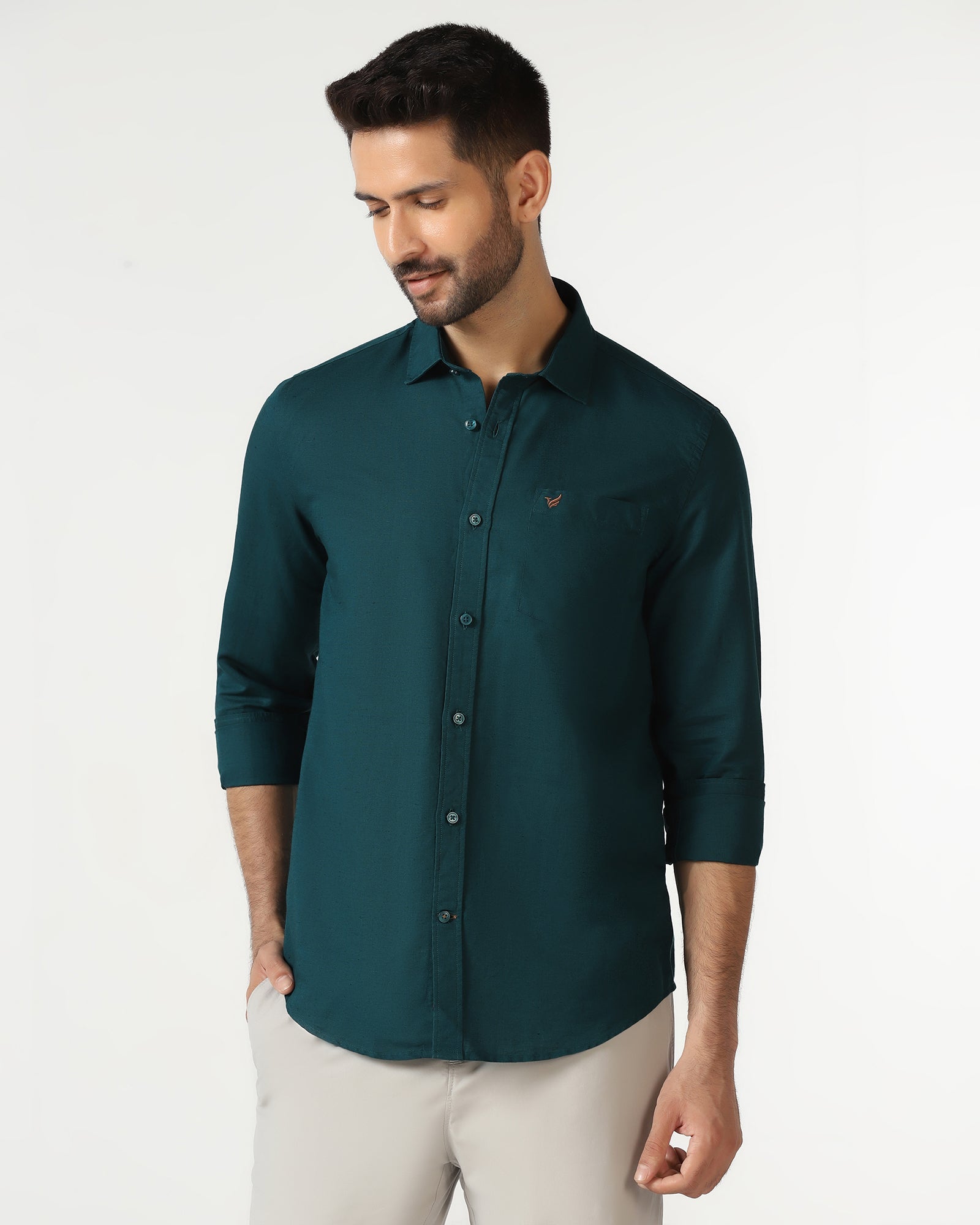 Beetle Linen Solid Shirt - Salmon