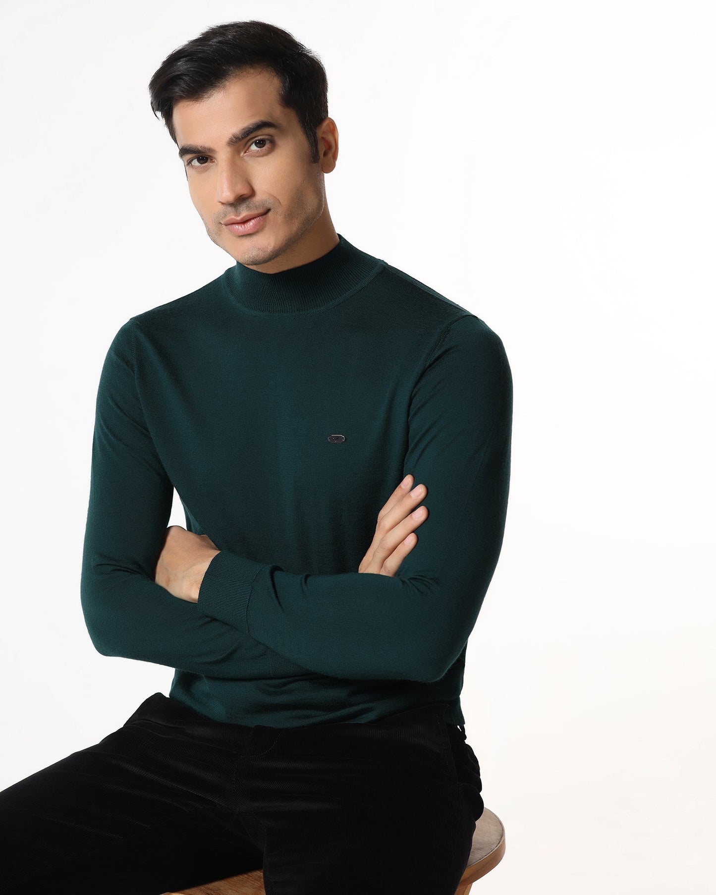 Beetle High Neck Solid Sweater - Jester