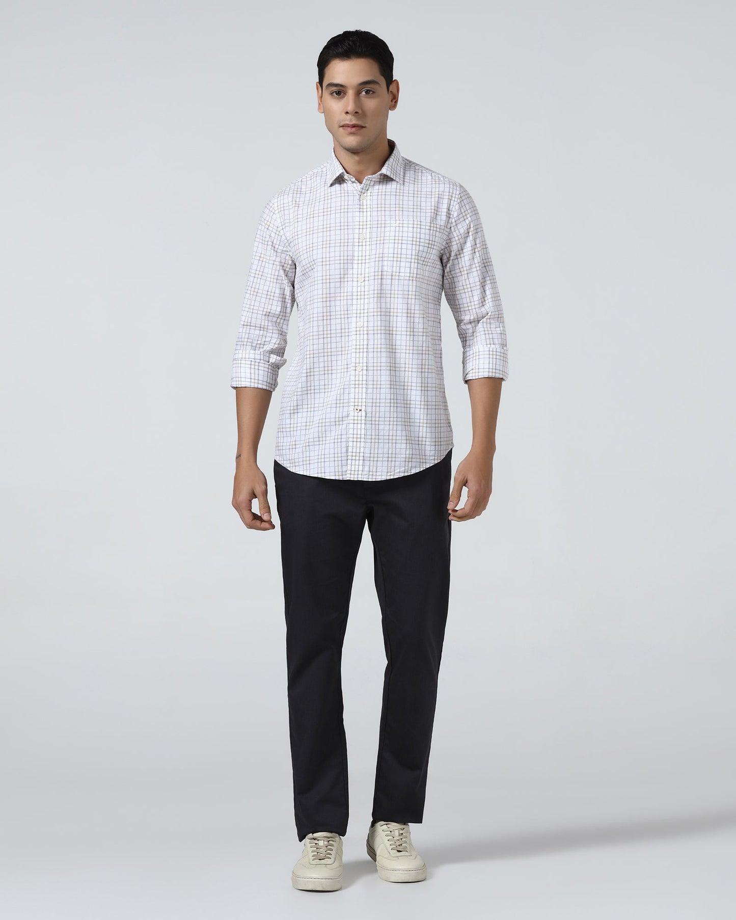 Beige Check Shirt - Flintor