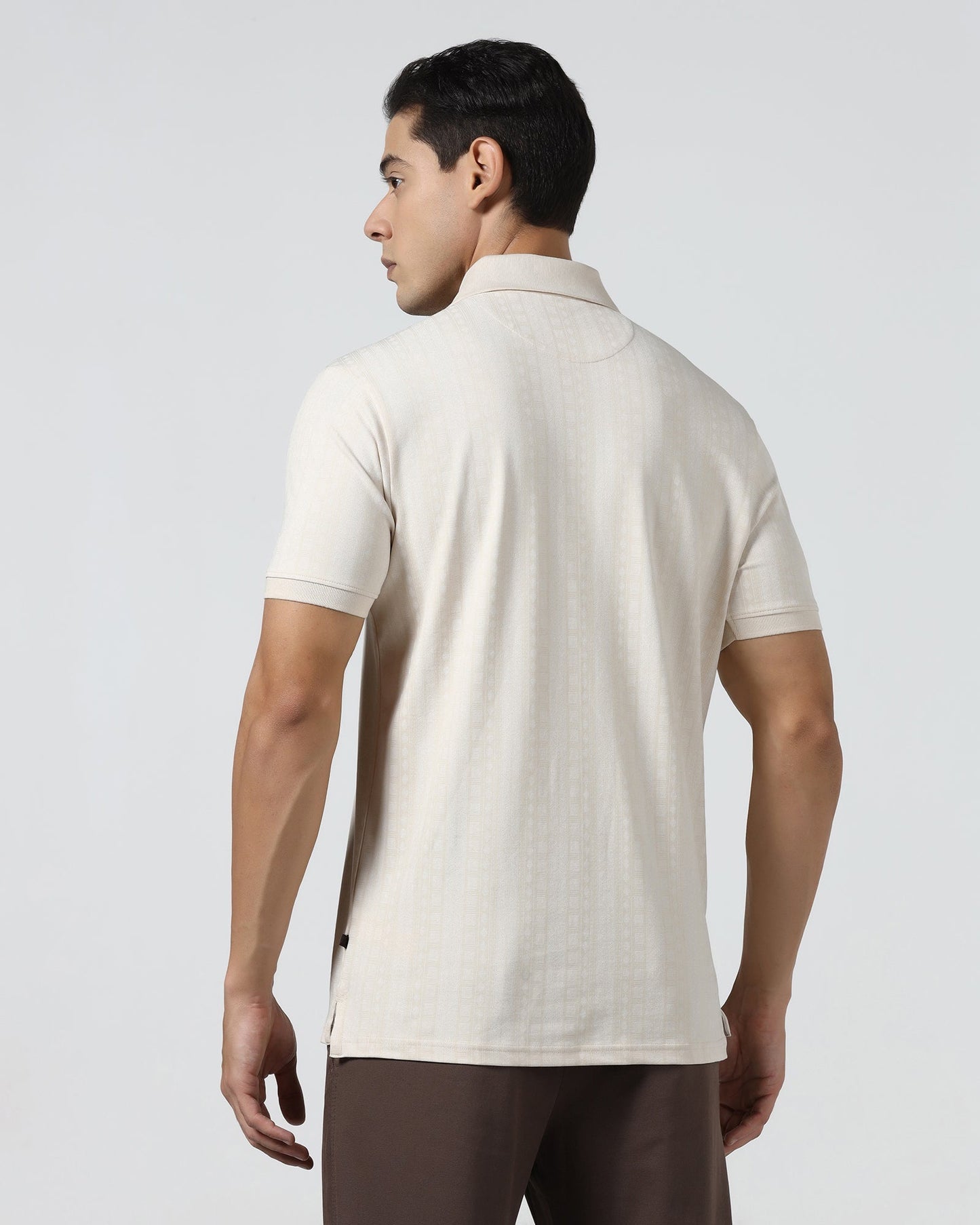 Beige Cream Printed Polo - Bogum