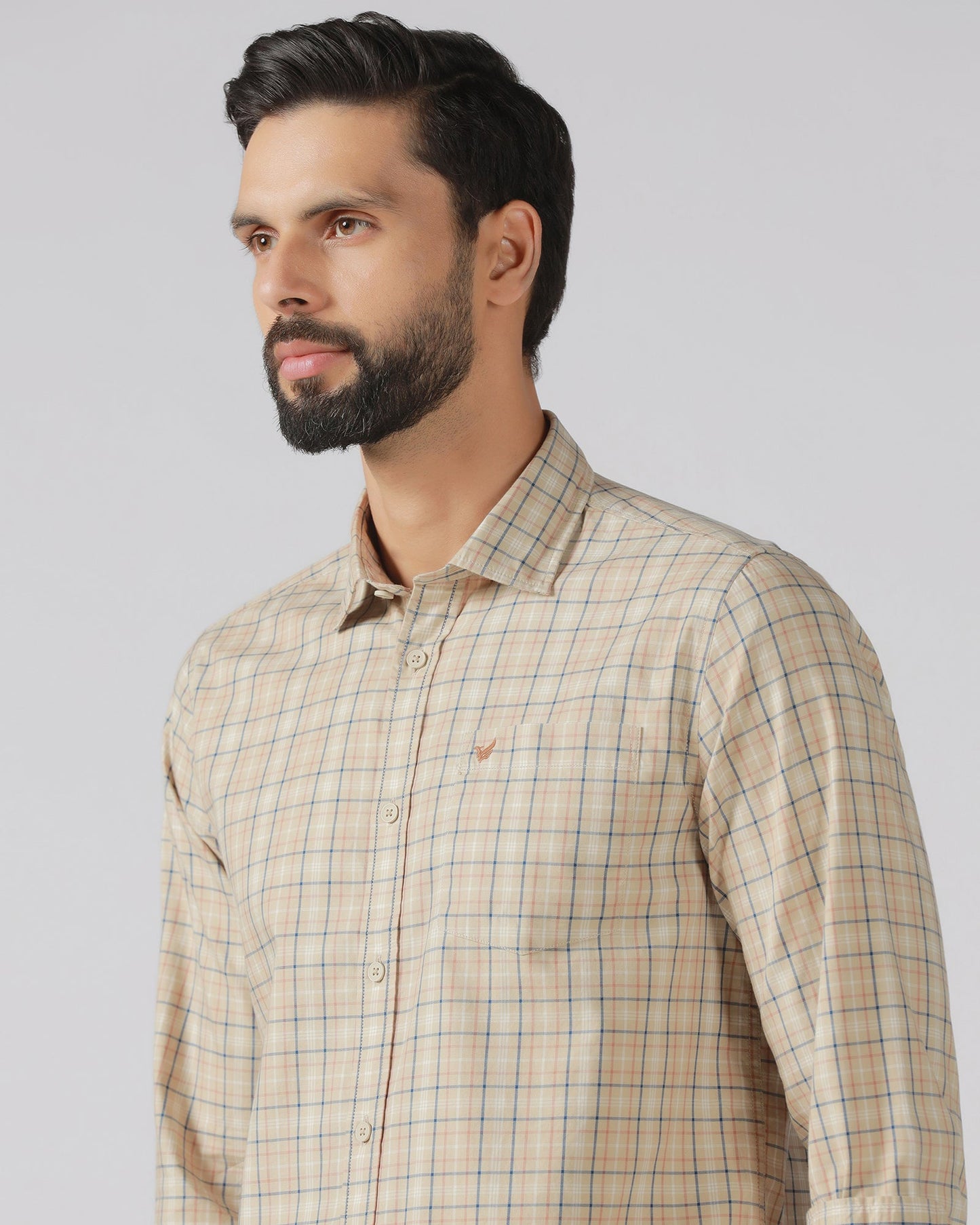 Beige Check Shirt - Bimer