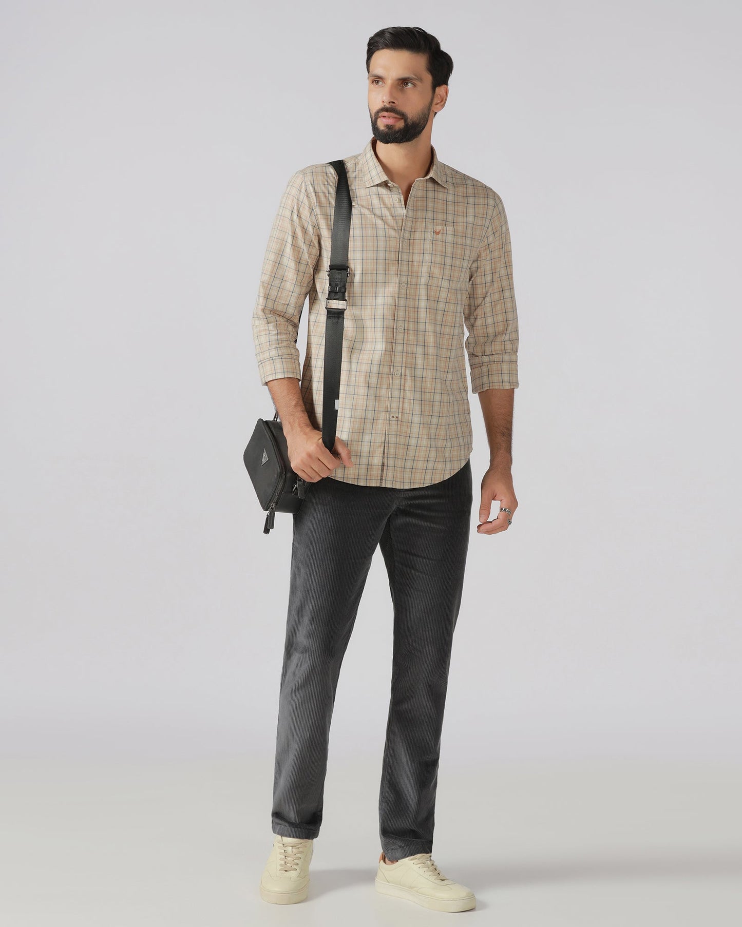 Beige Check Shirt - Bimer