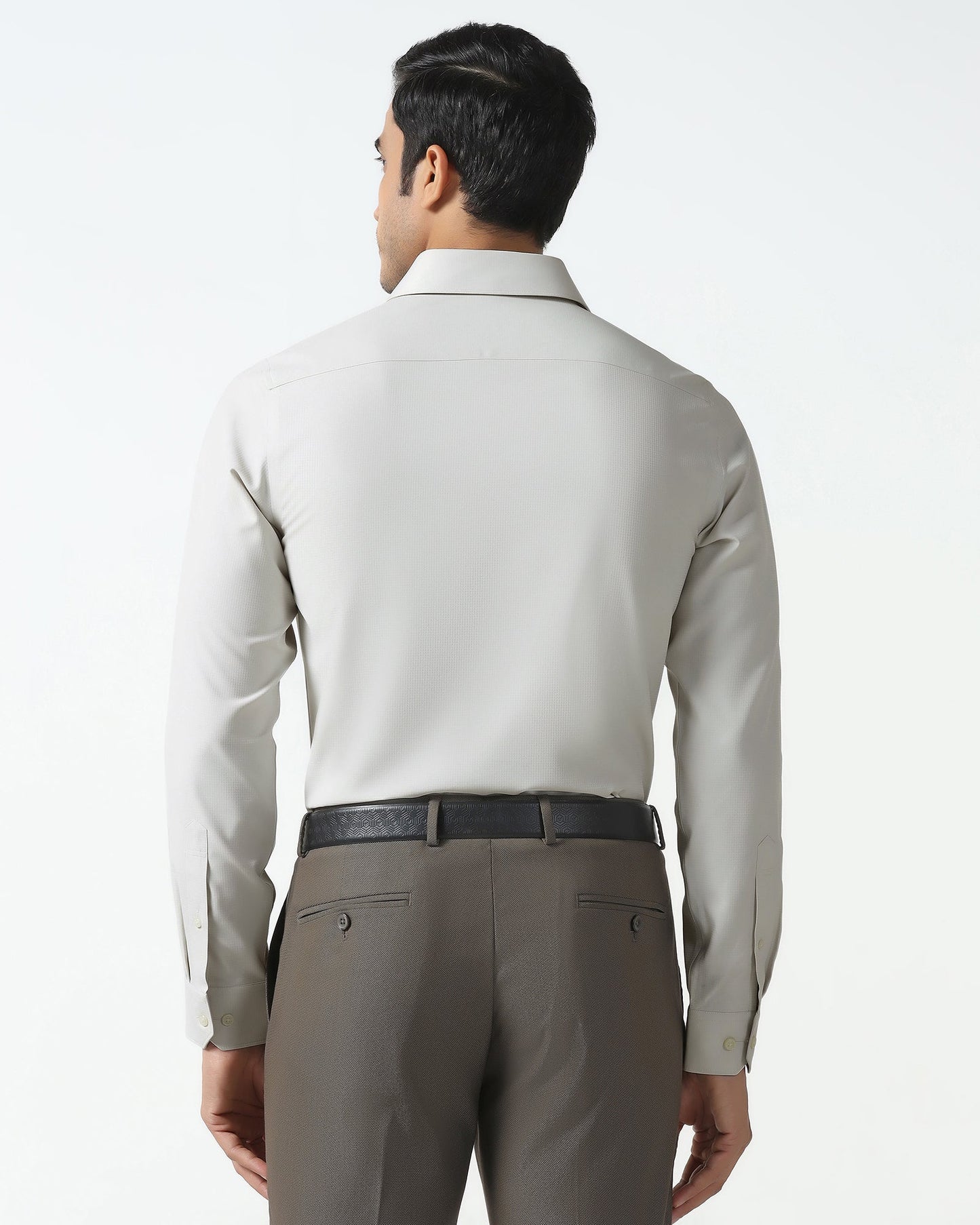 Beige Non Iron Textured Shirt - Relay