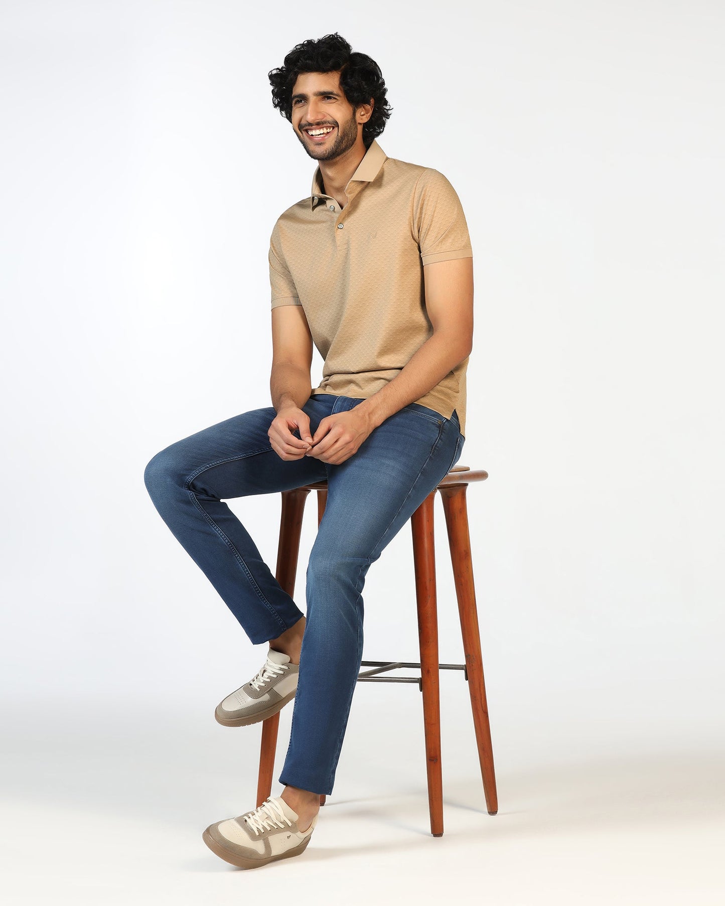 Beige Abstract Print Polo - Deco