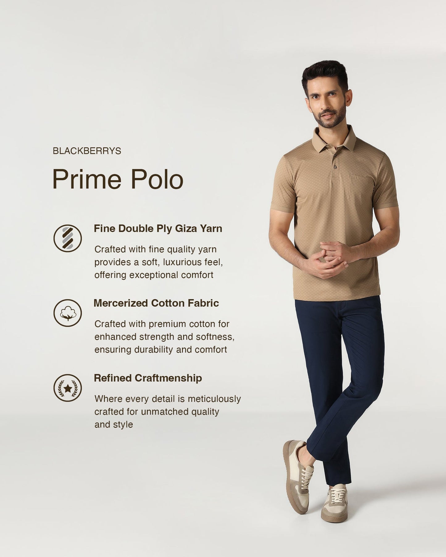 Beige Abstract Print Polo - Deco