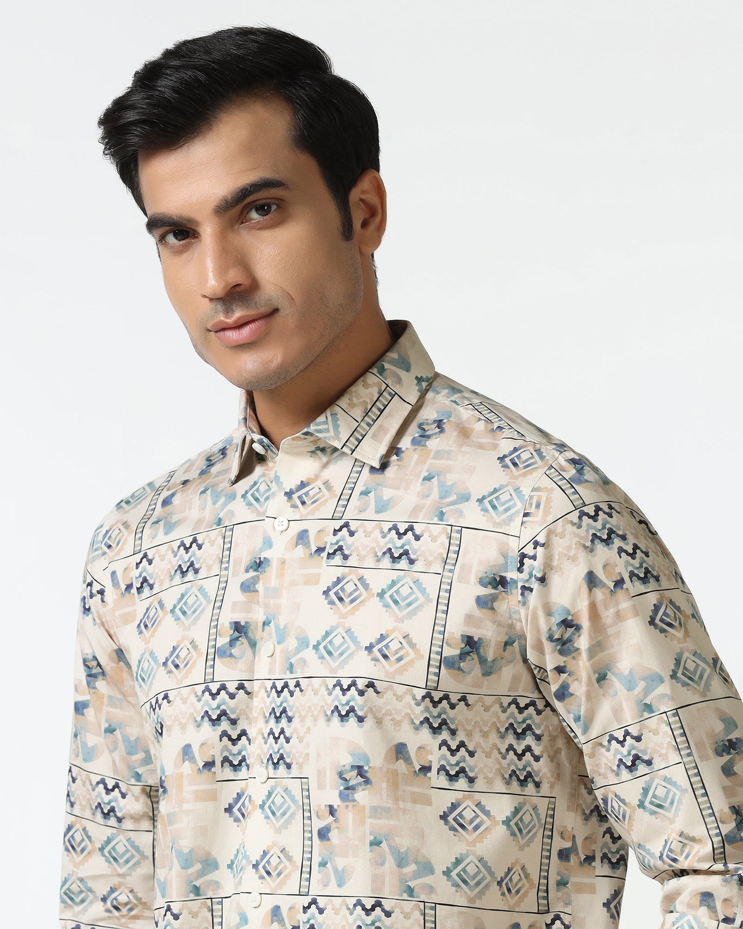 Beige Printed Shirt - Ryne