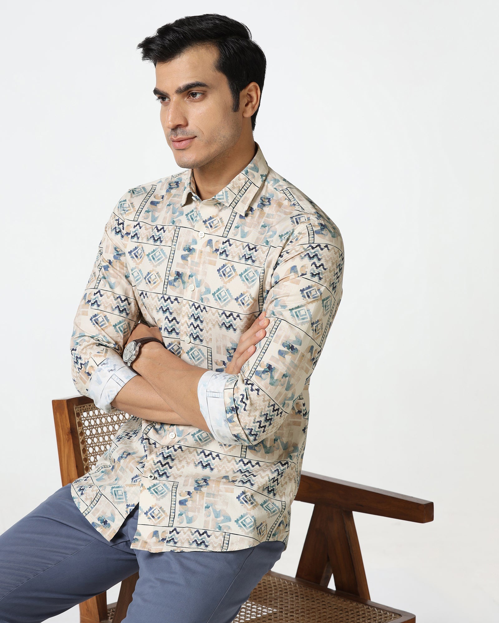 Beige Printed Shirt - Ryne