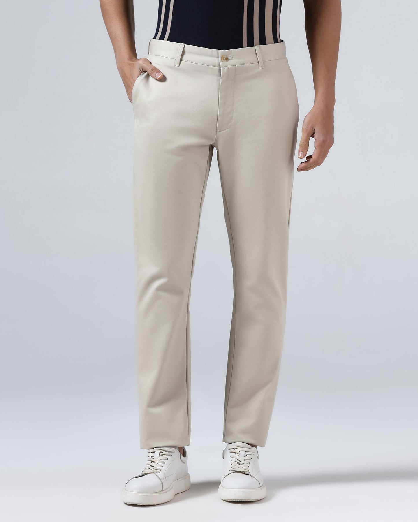 Beige Solid Khakis - Pine