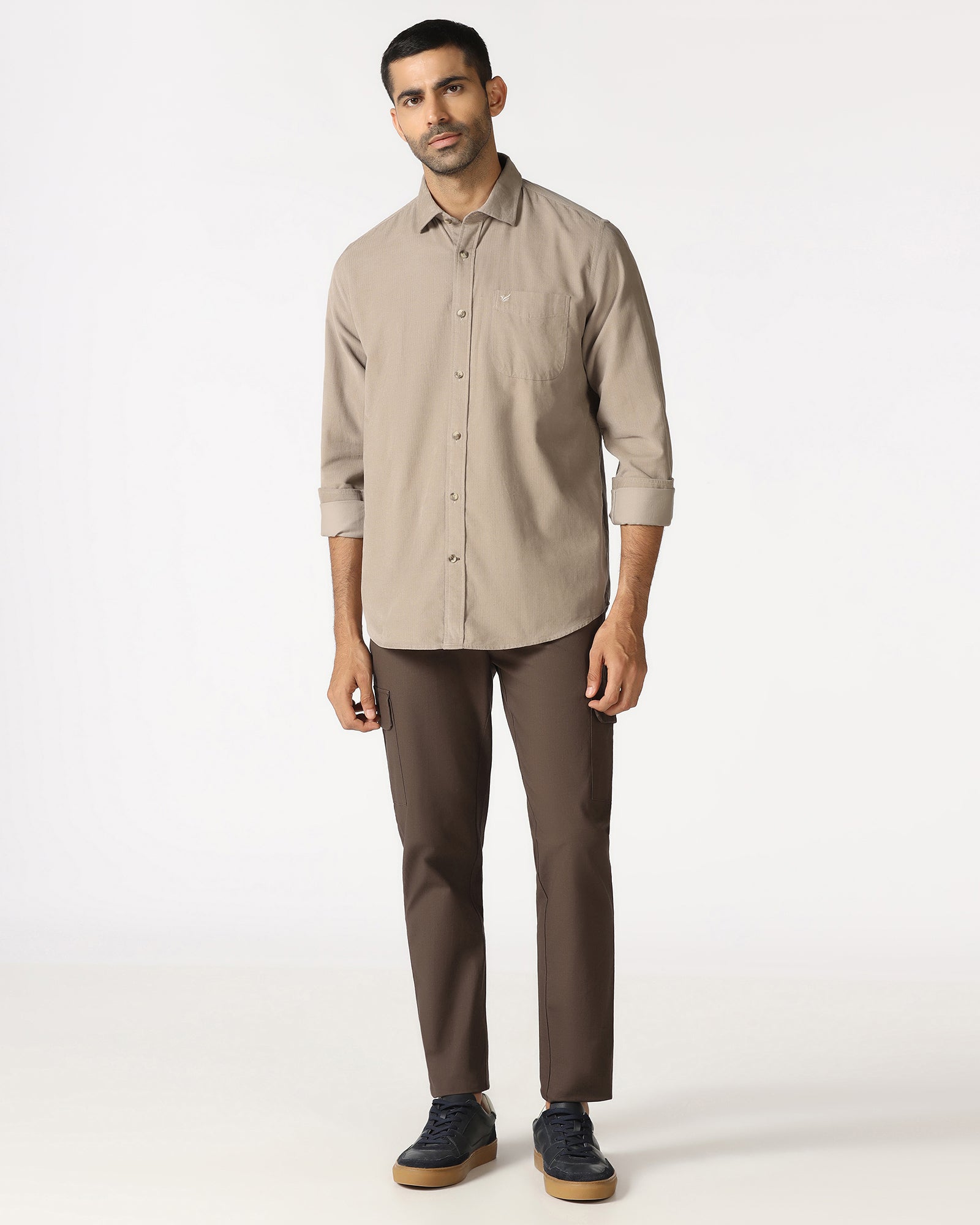 Beige Solid Shirt - Tevez