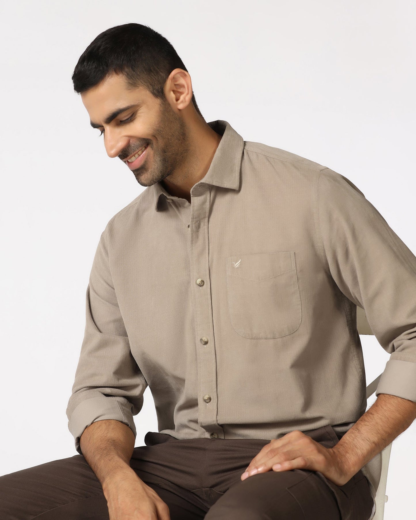 Beige Solid Shirt - Tevez