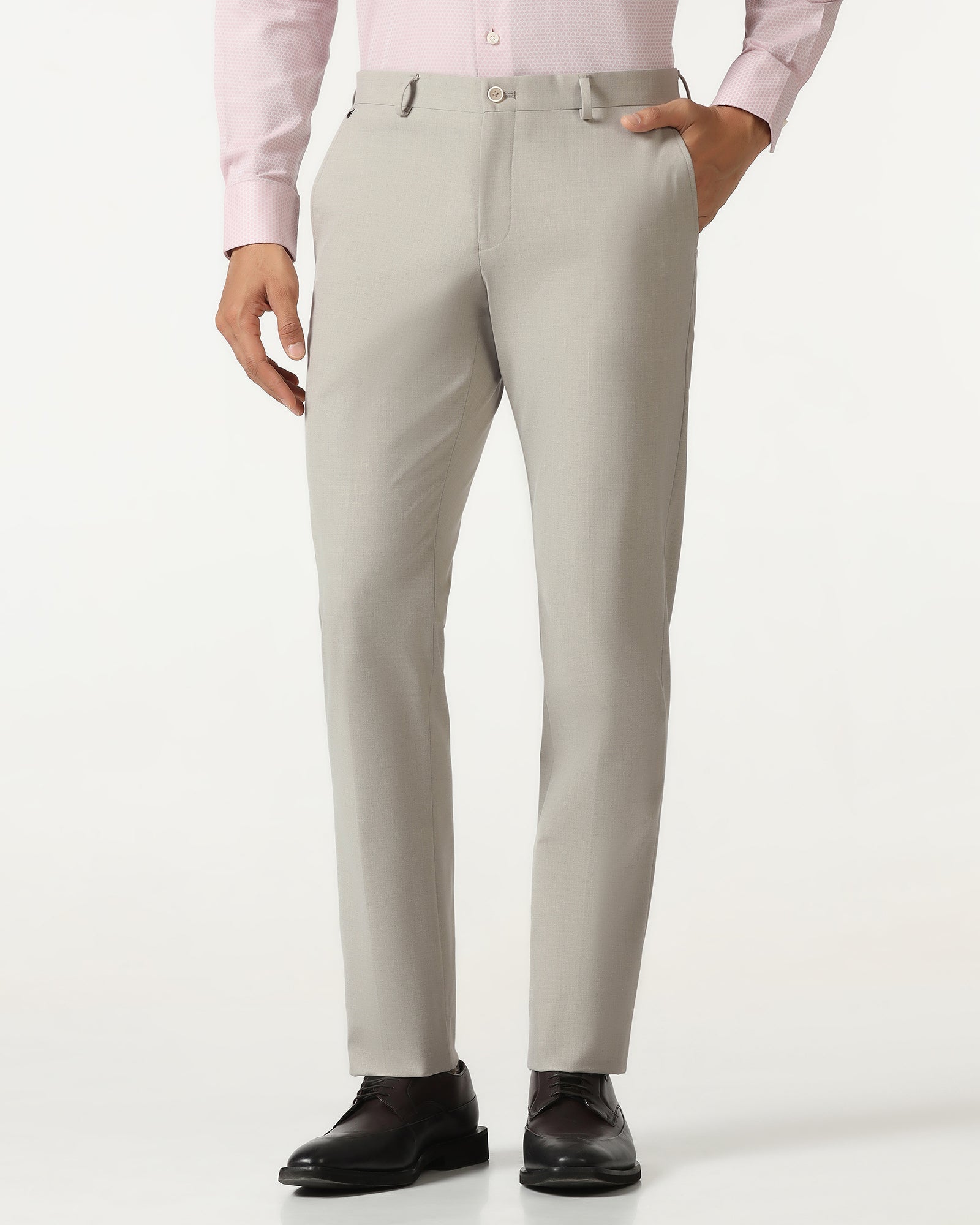 Beige Solid Trouser - Conor