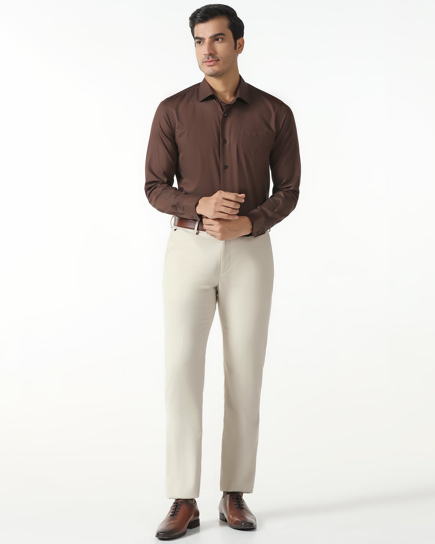 Beige Technowaist Textured Trouser - Hennessy