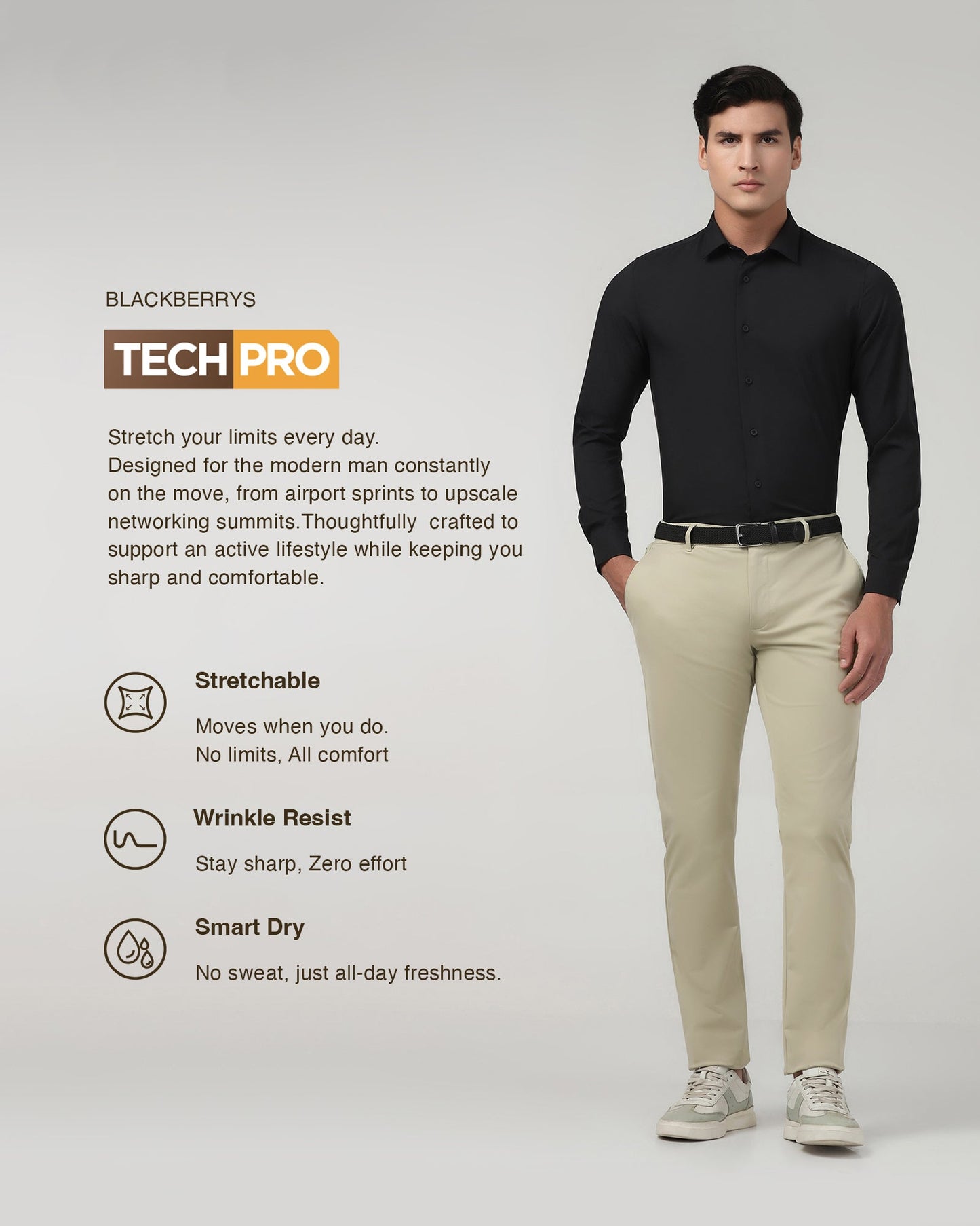 Beige TechPro Solid Khakis - Yukon