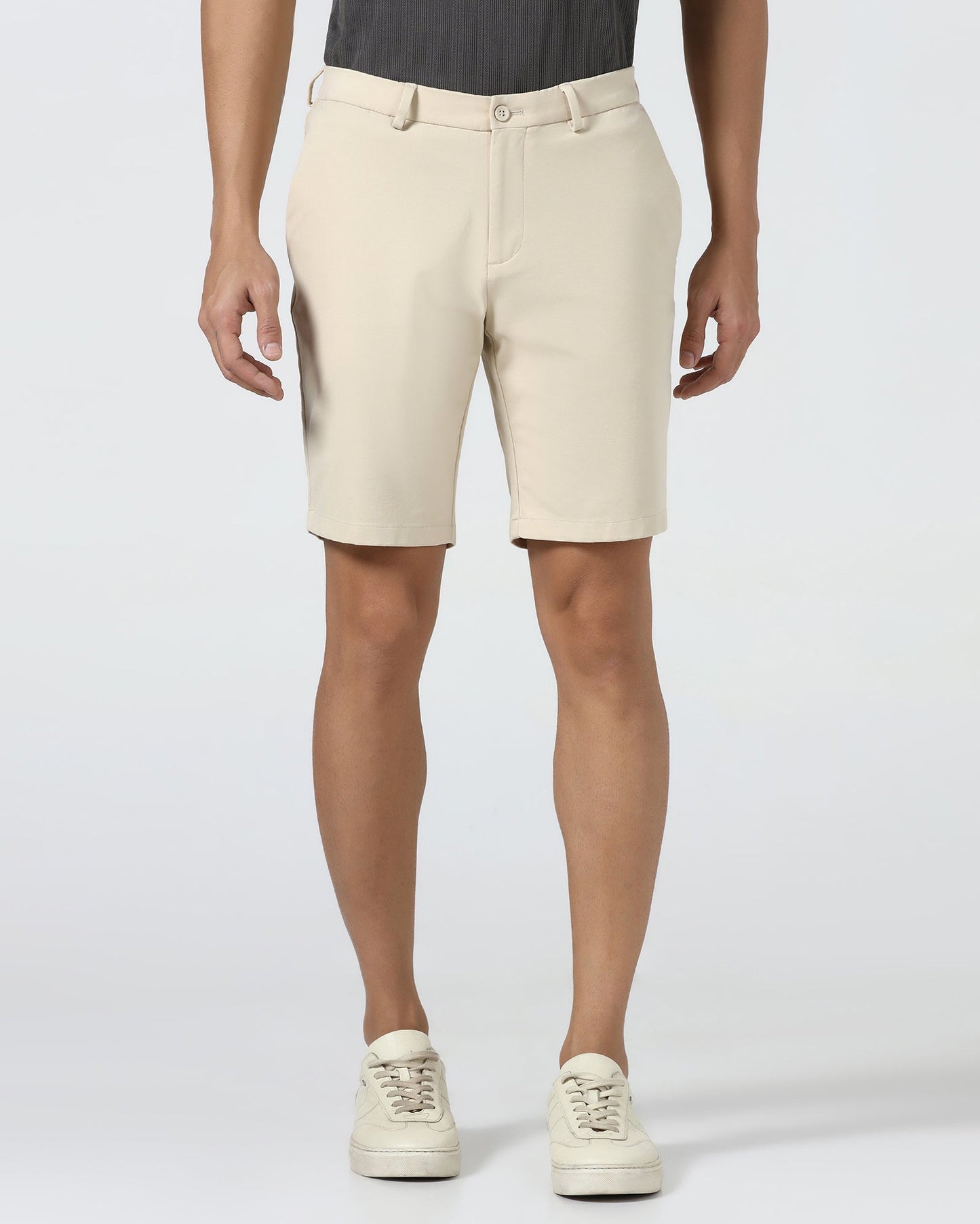 Beige TechPro Solid Shorts - Serry