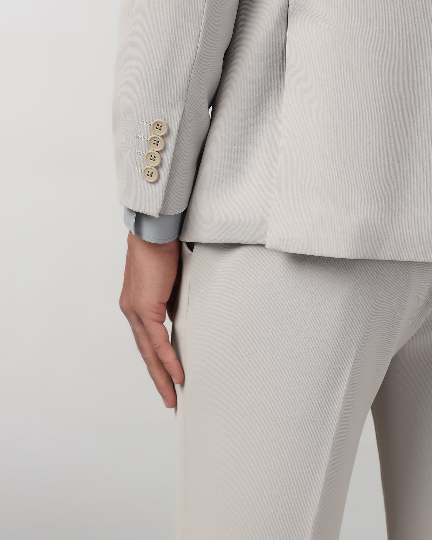 Beige TechPro Two Piece Stripe Suit - Telko