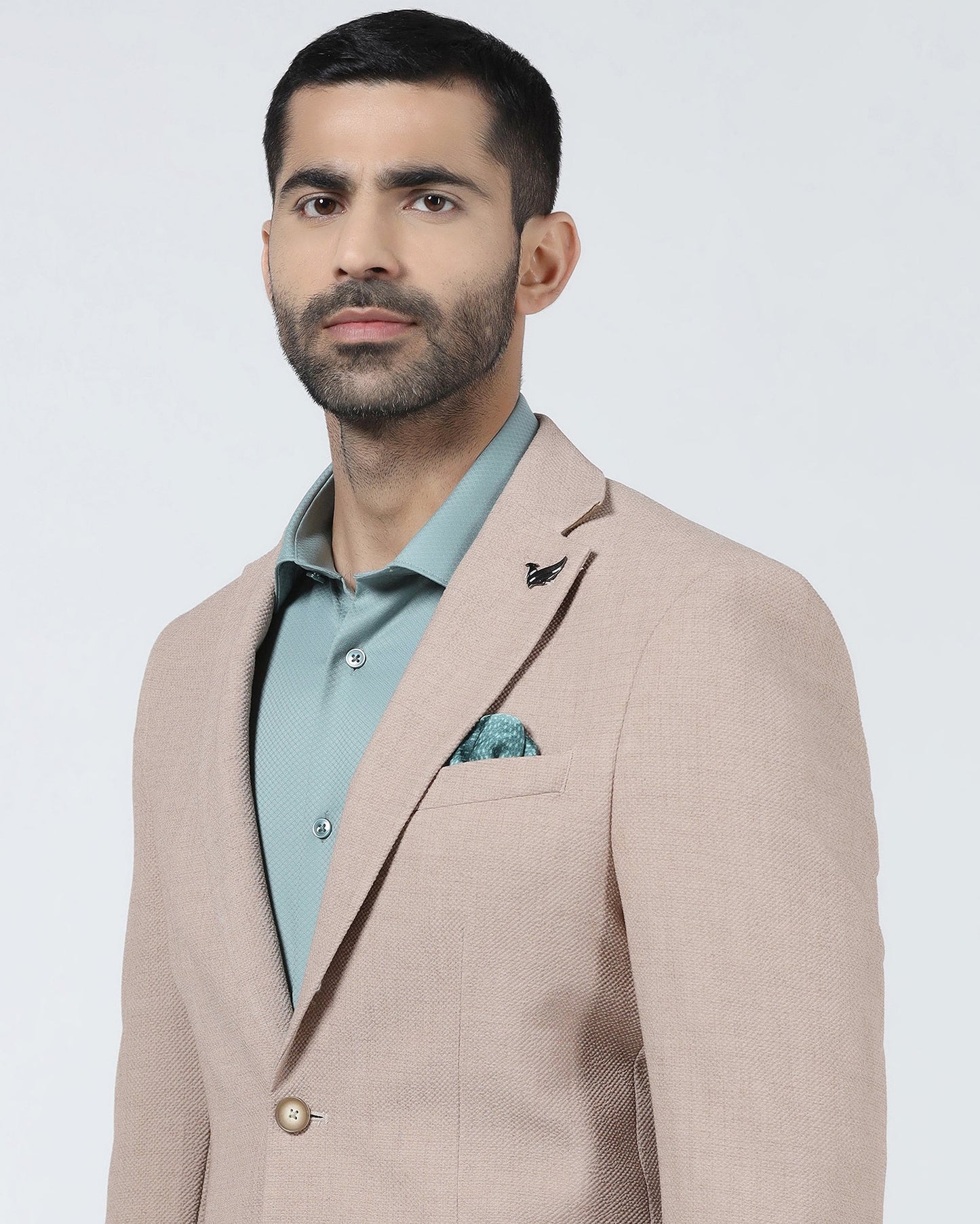 Beige Textured Blazer - Adams