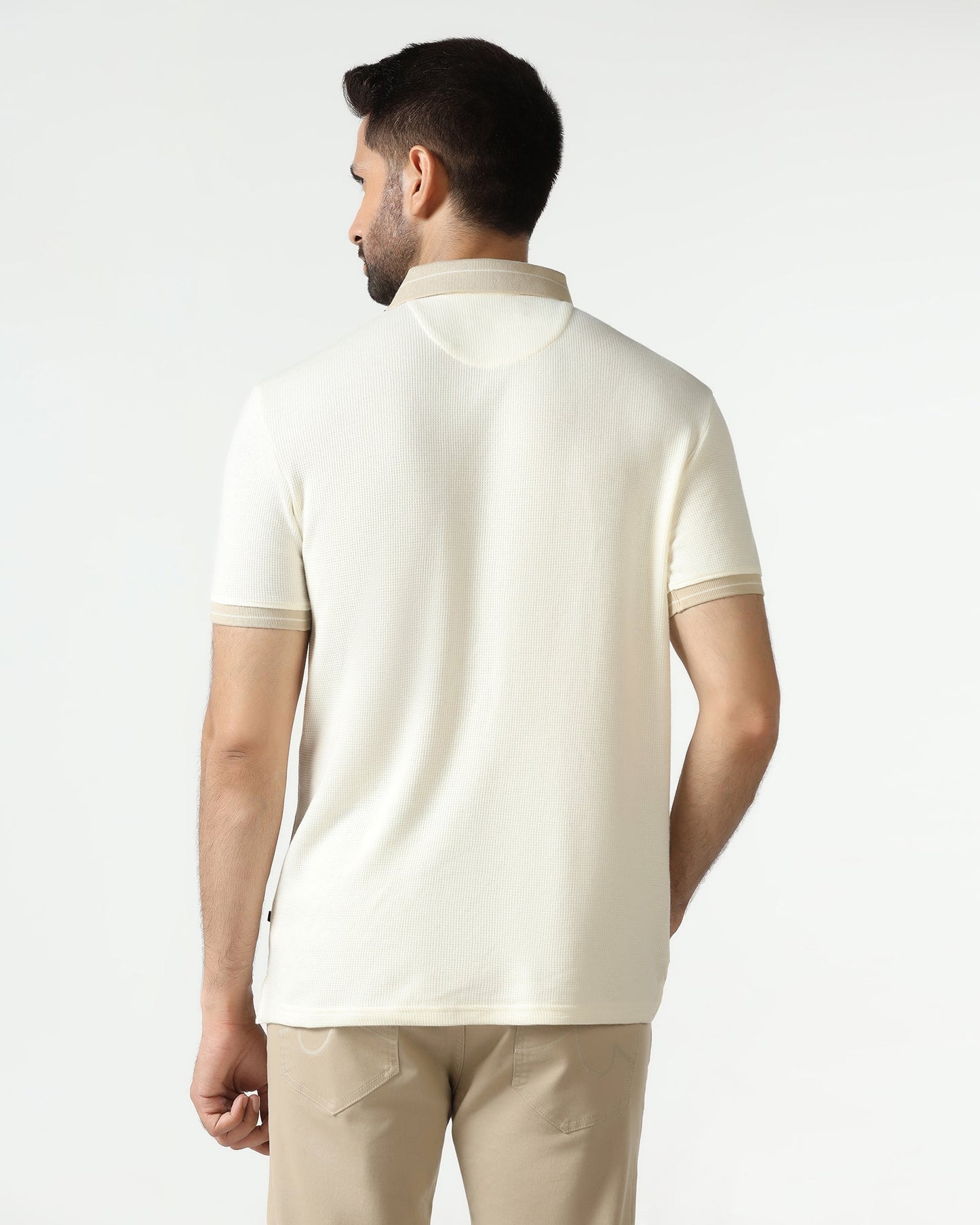 Beige Textured Polo - Contra