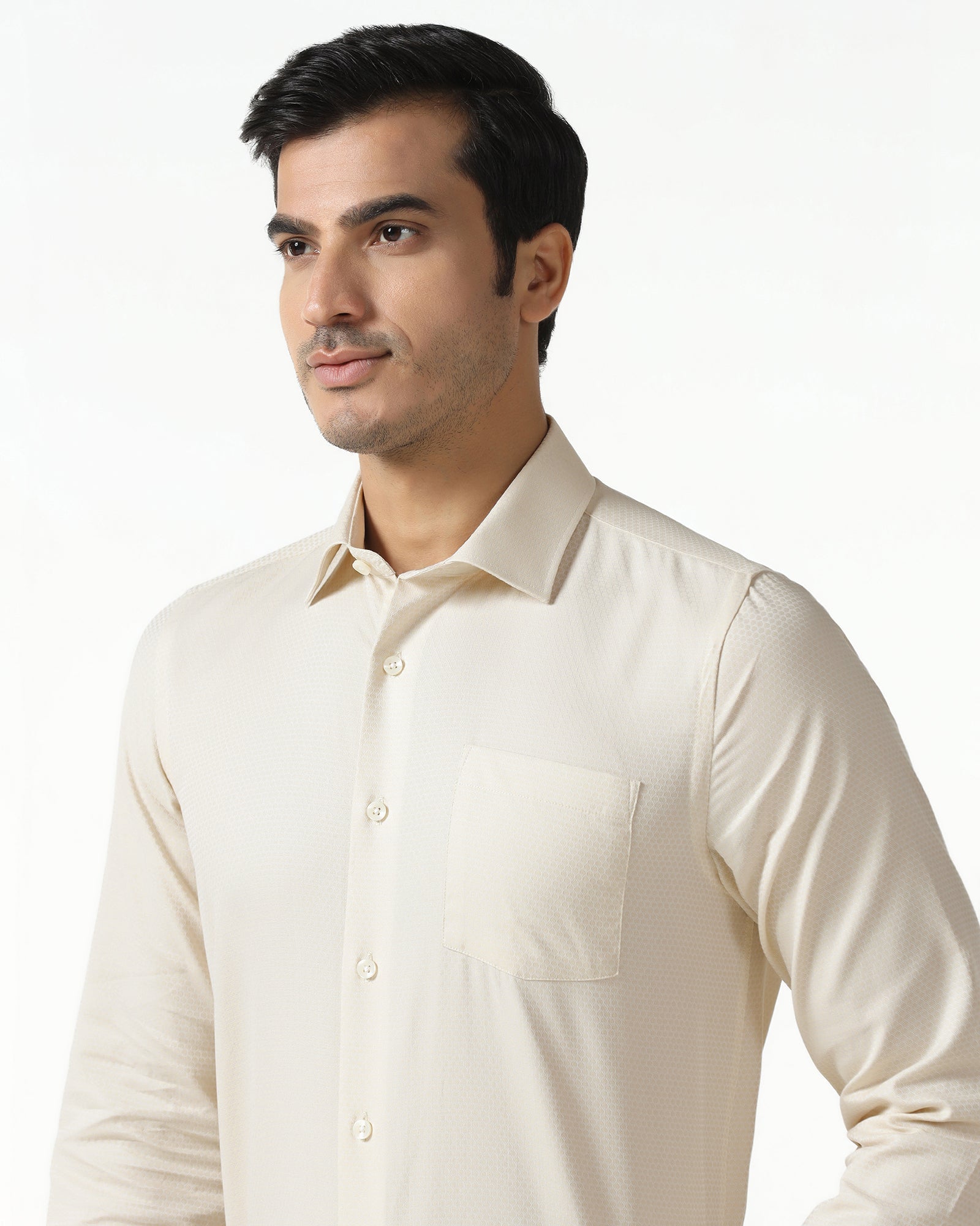 Beige Textured Shirt - Random