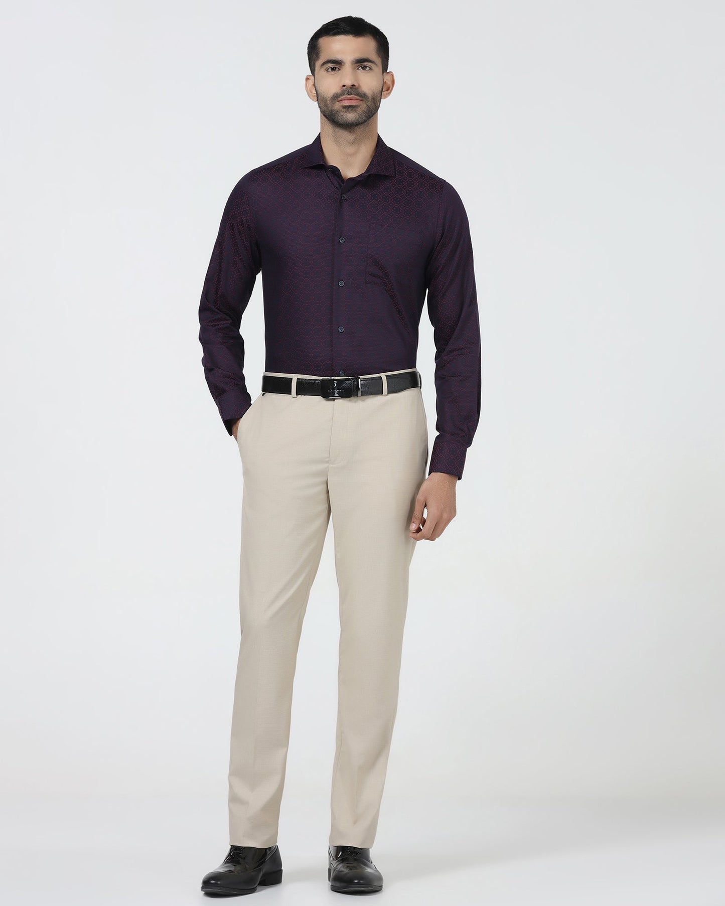 Beige Textured Trouser - Bernardo