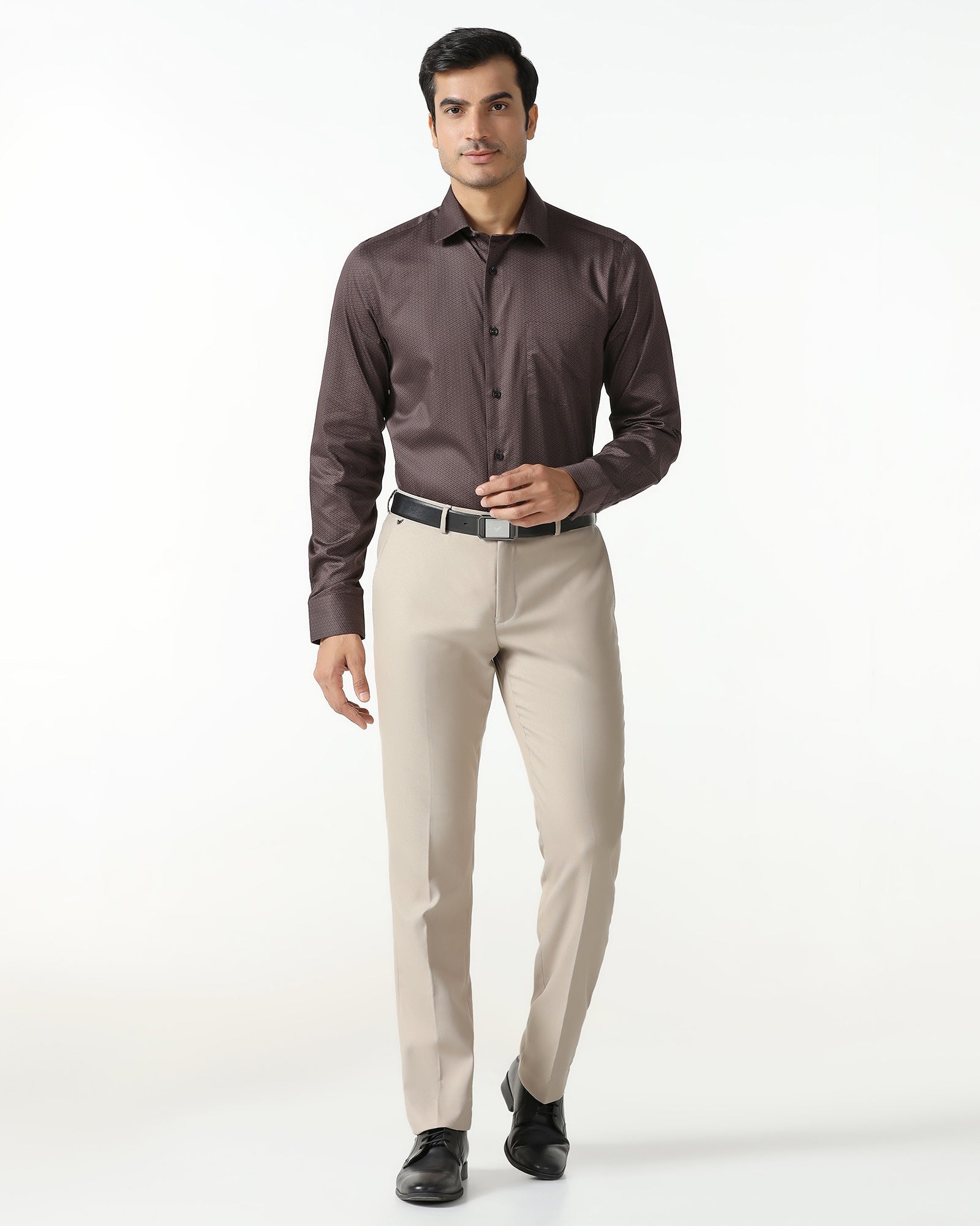 Beige Textured Trouser - Monk