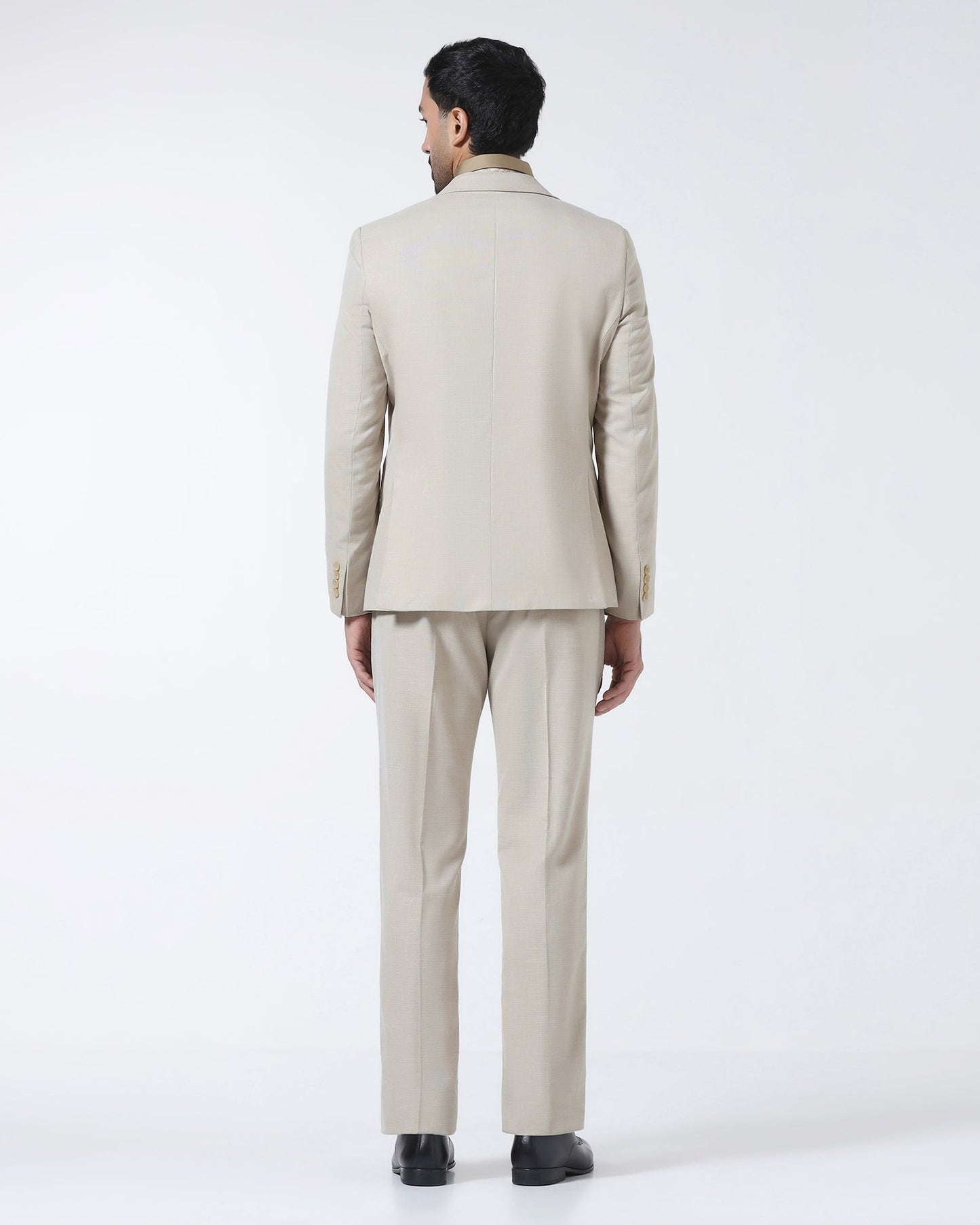 Beige Two Piece Textured Suit - Rex