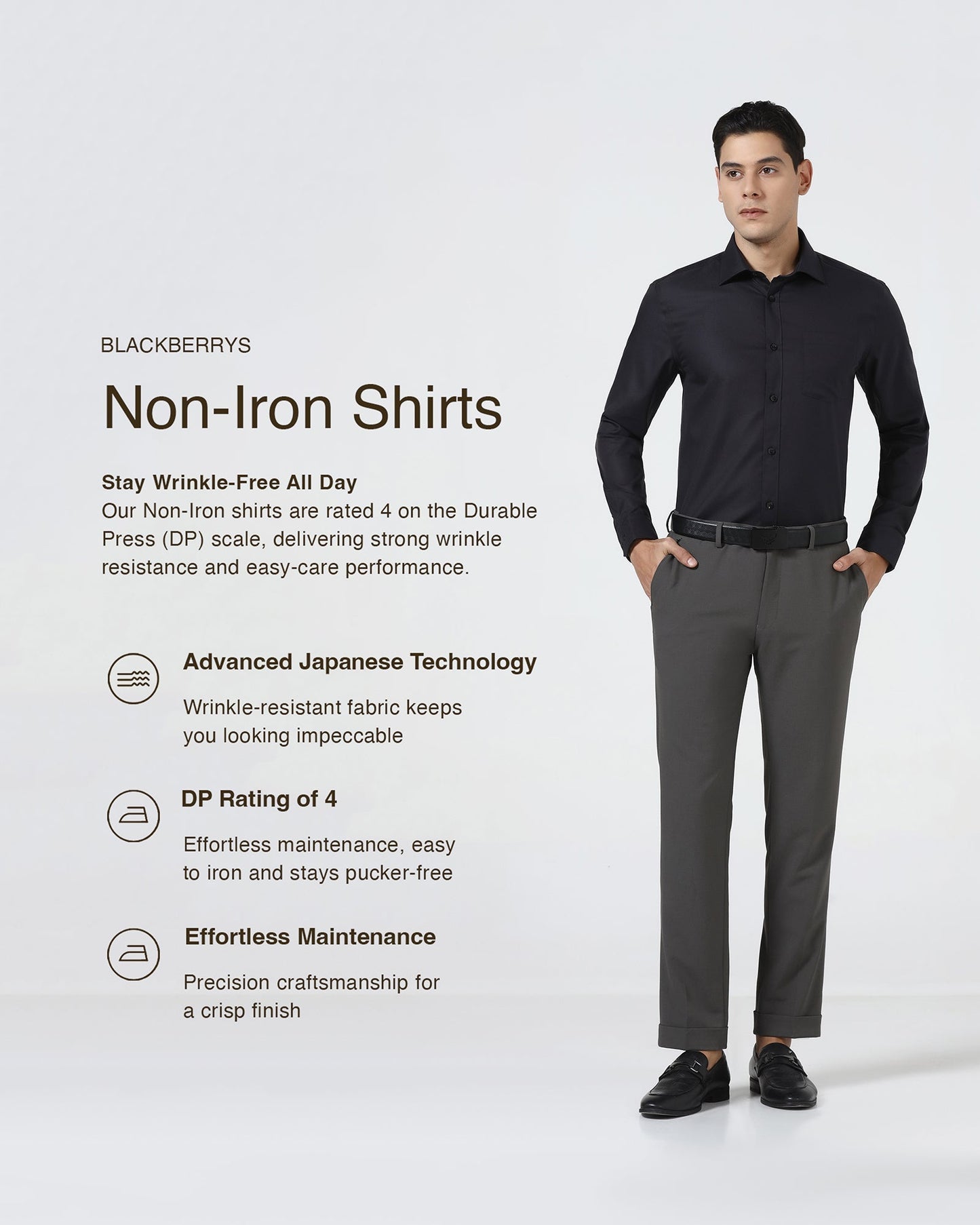 Black Non Iron Textured Shirt - Eliot