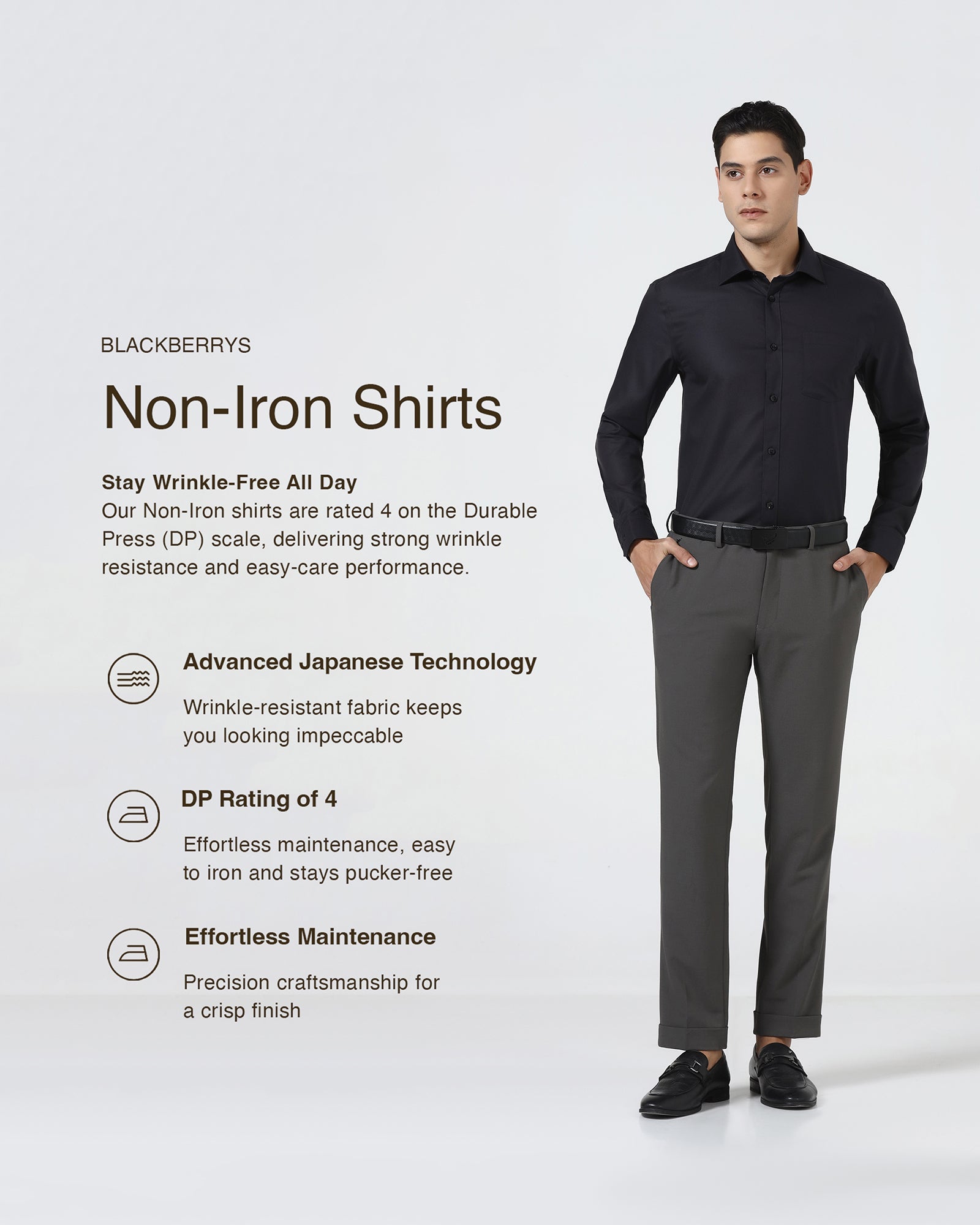 Black Non Iron Textured Shirt - Eliot