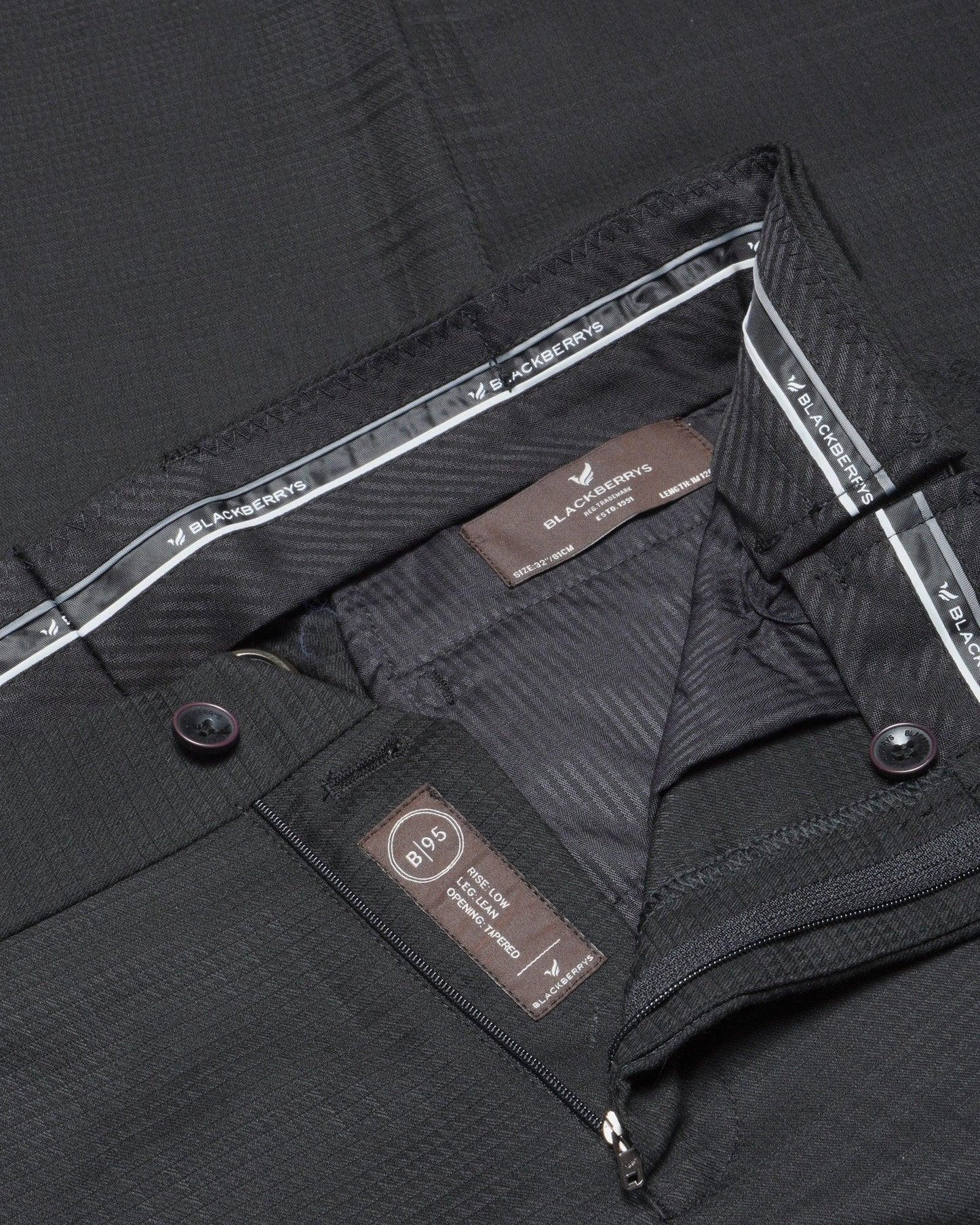 Black Formal Super Black Trouser In Black (B91 Fit) - blackberrys-clothing