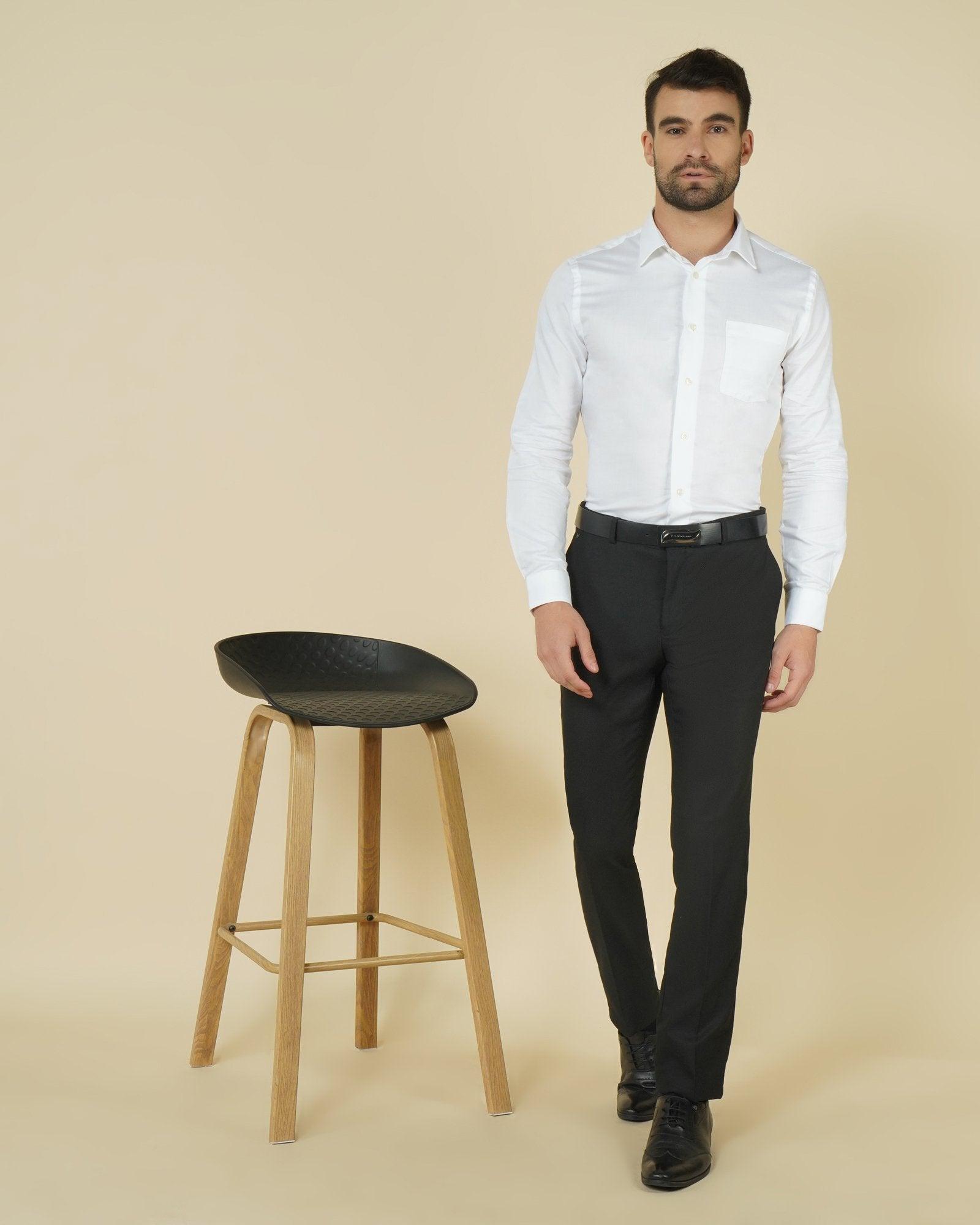 Black Formal Super Black Trouser In Black (B91 Fit) - blackberrys-clothing