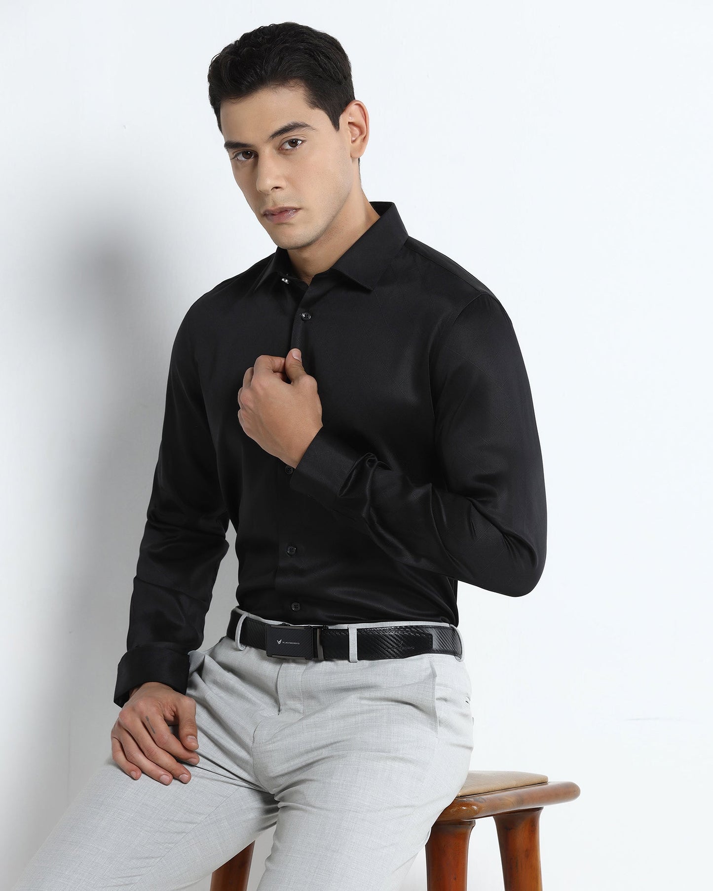 Black Jacquard Shirt - Mario