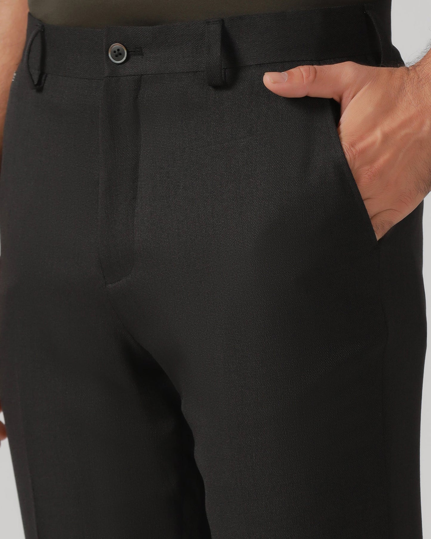 Black Relaxed Fit Textured Trouser - Oaksmith