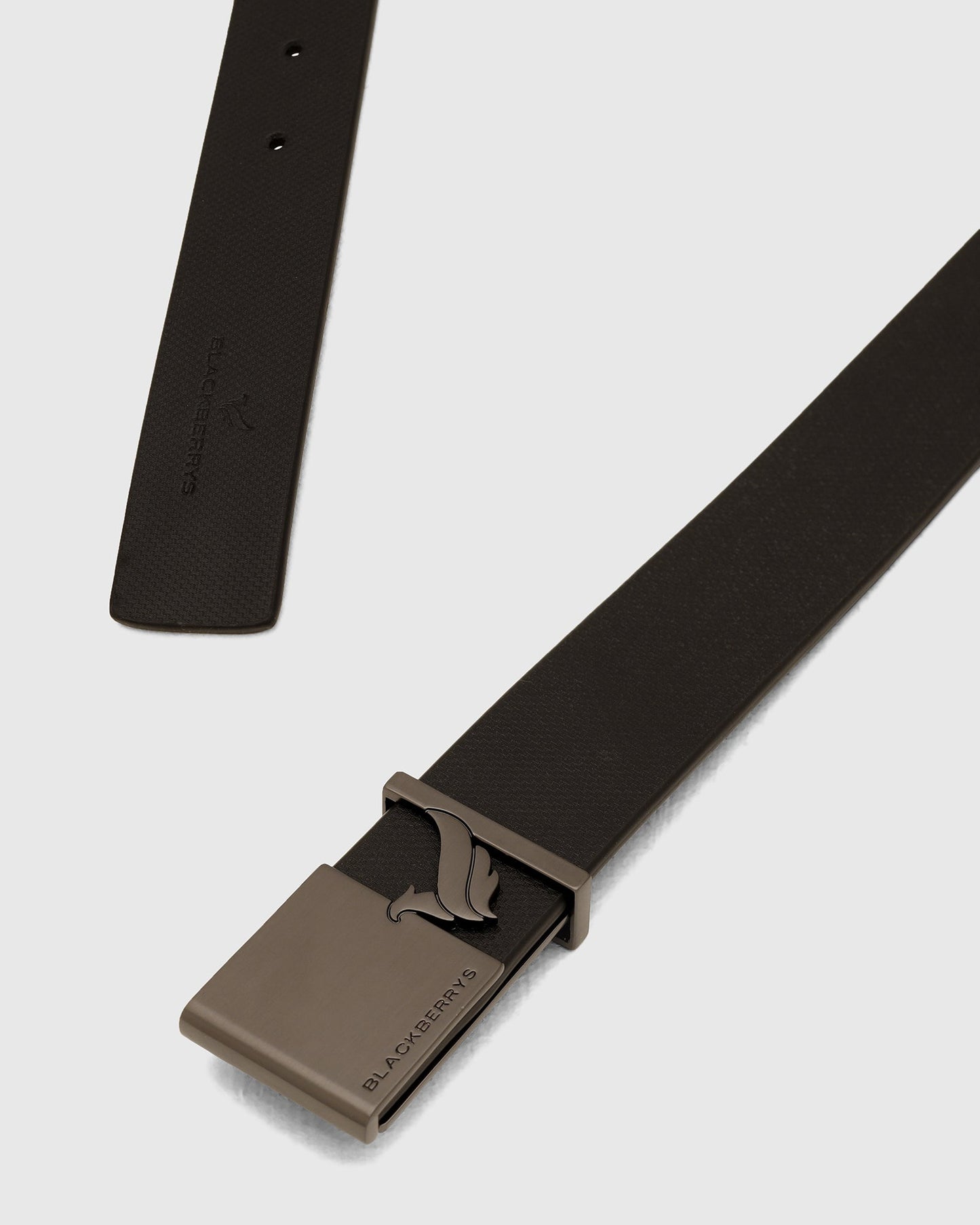 Leather Black Solid Belt - White