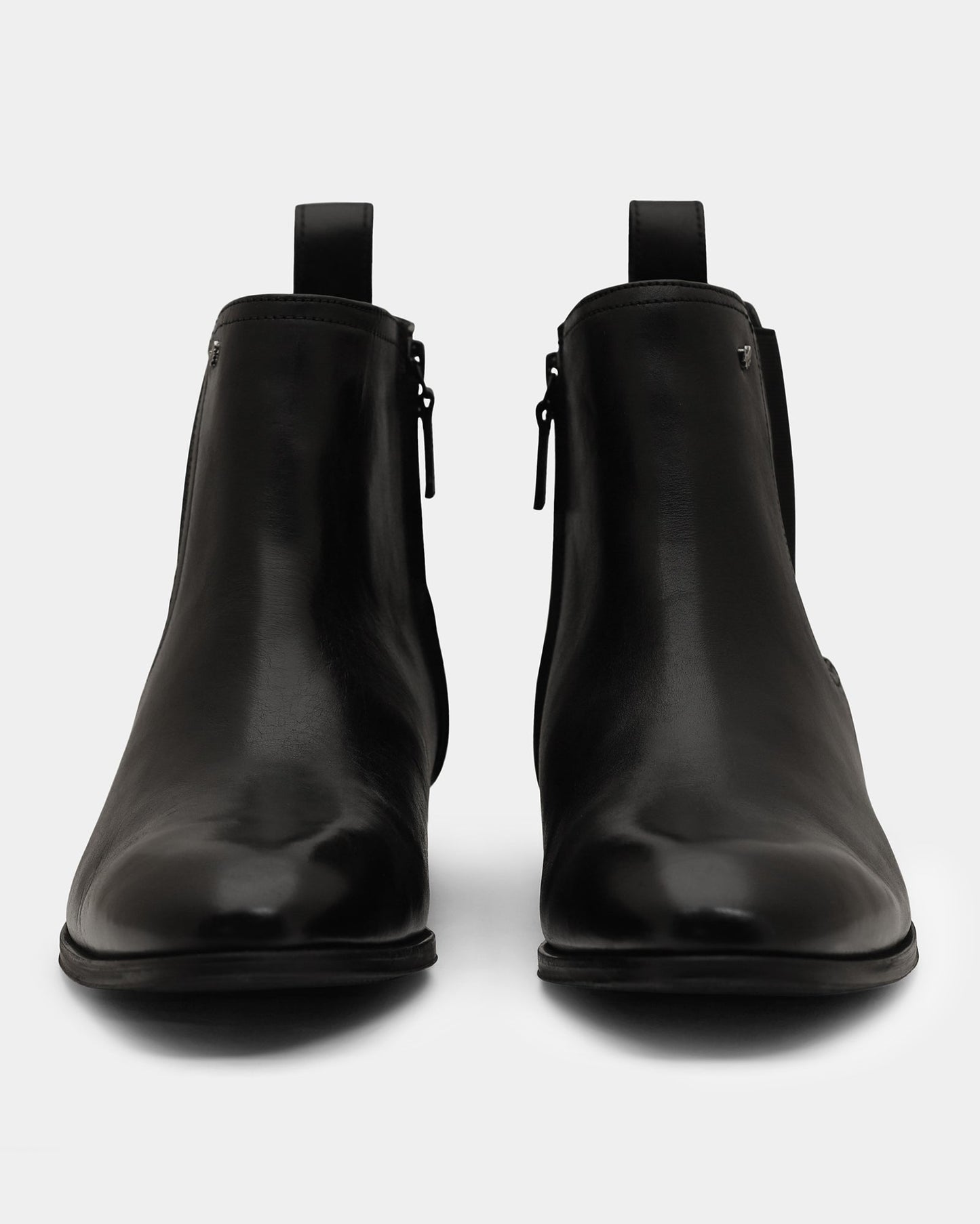 Black Leather Boots With Zipper - Wrayy