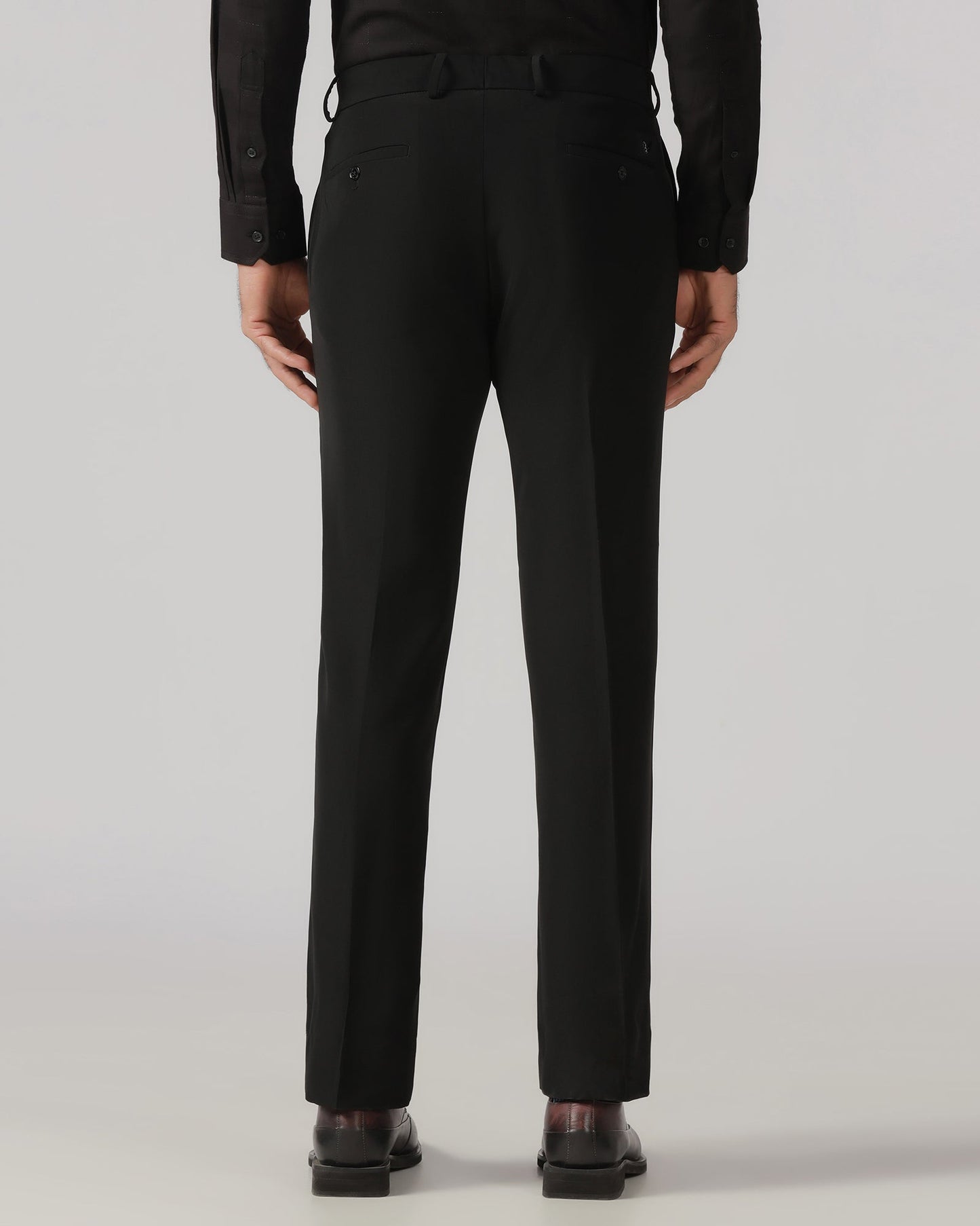 Black Solid Trouser - Black-268