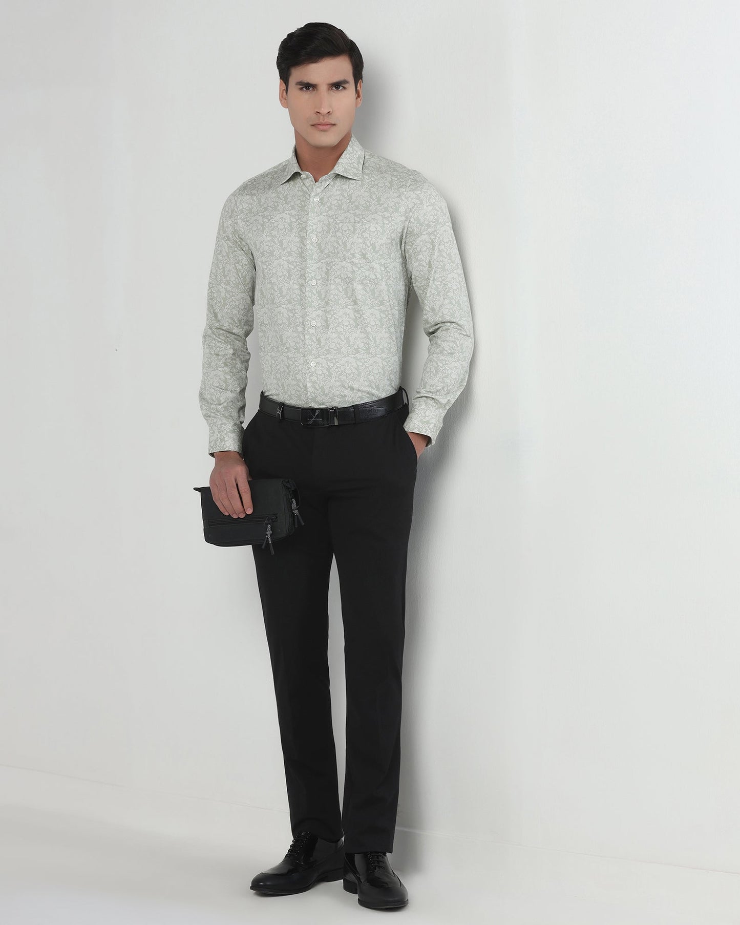 Black Solid Trouser - Oak
