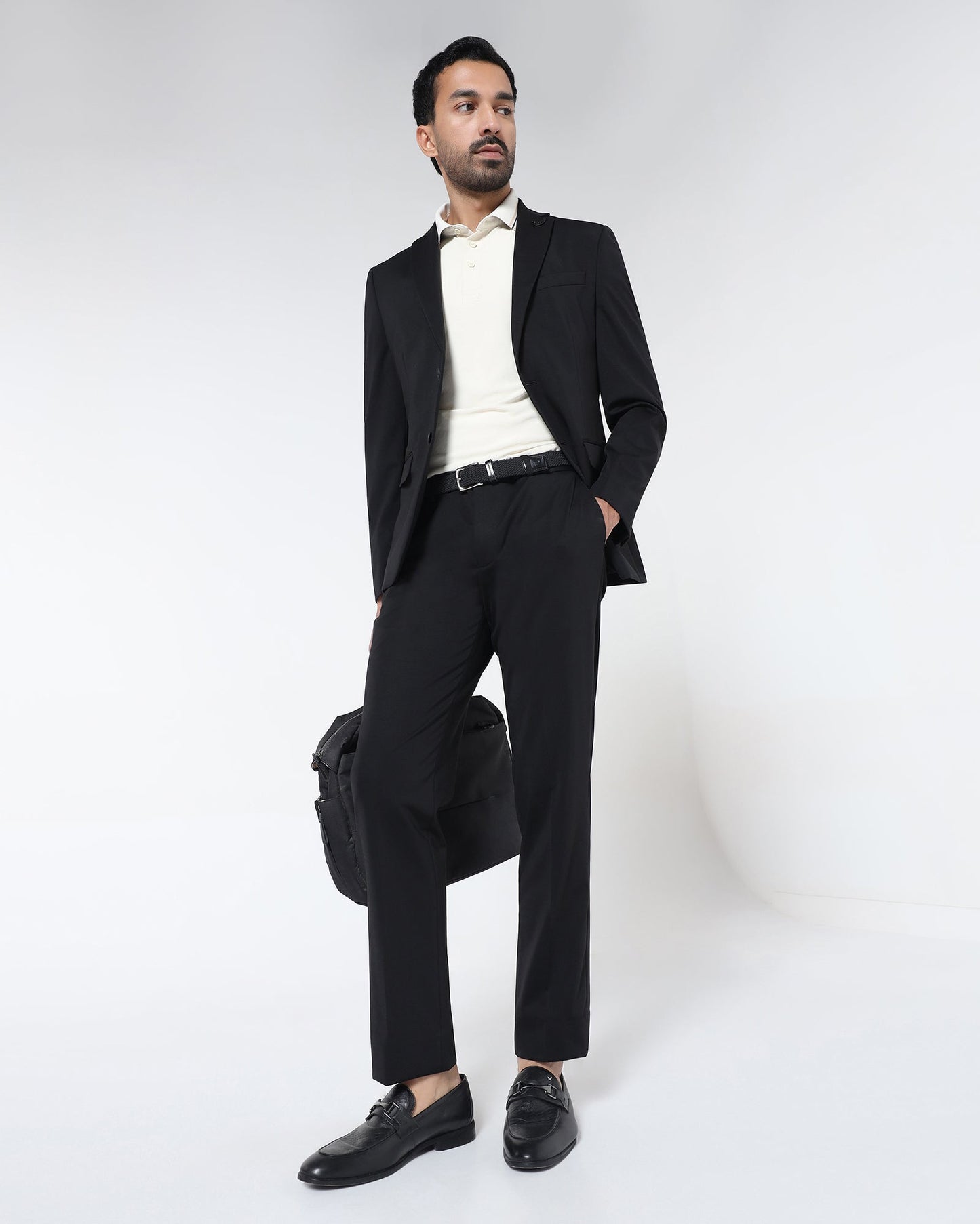 Black Techpro Two Piece Solid Suit - Delore