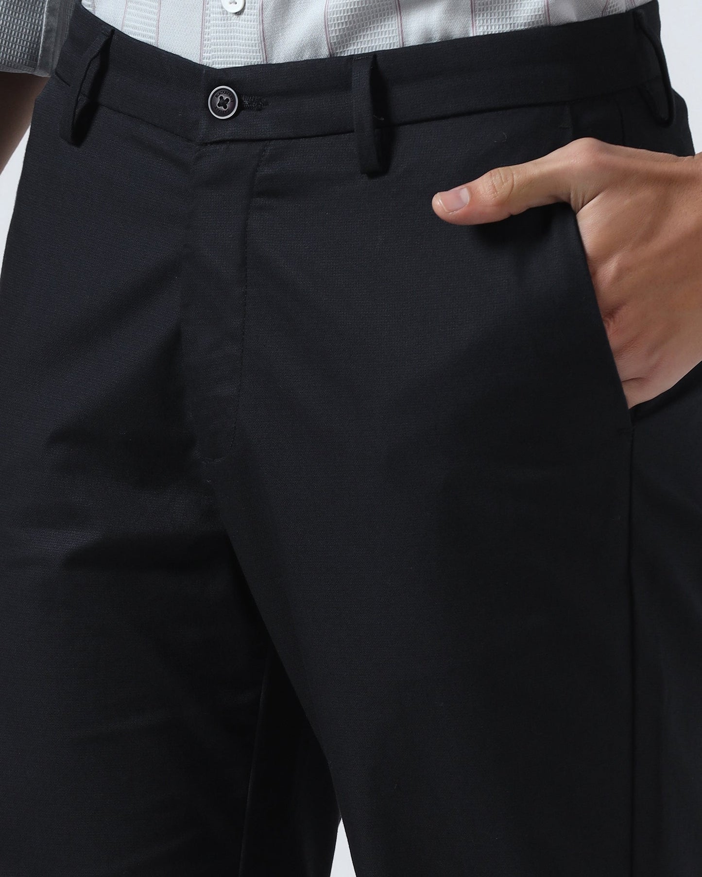 Black Textured Khakis - Oak
