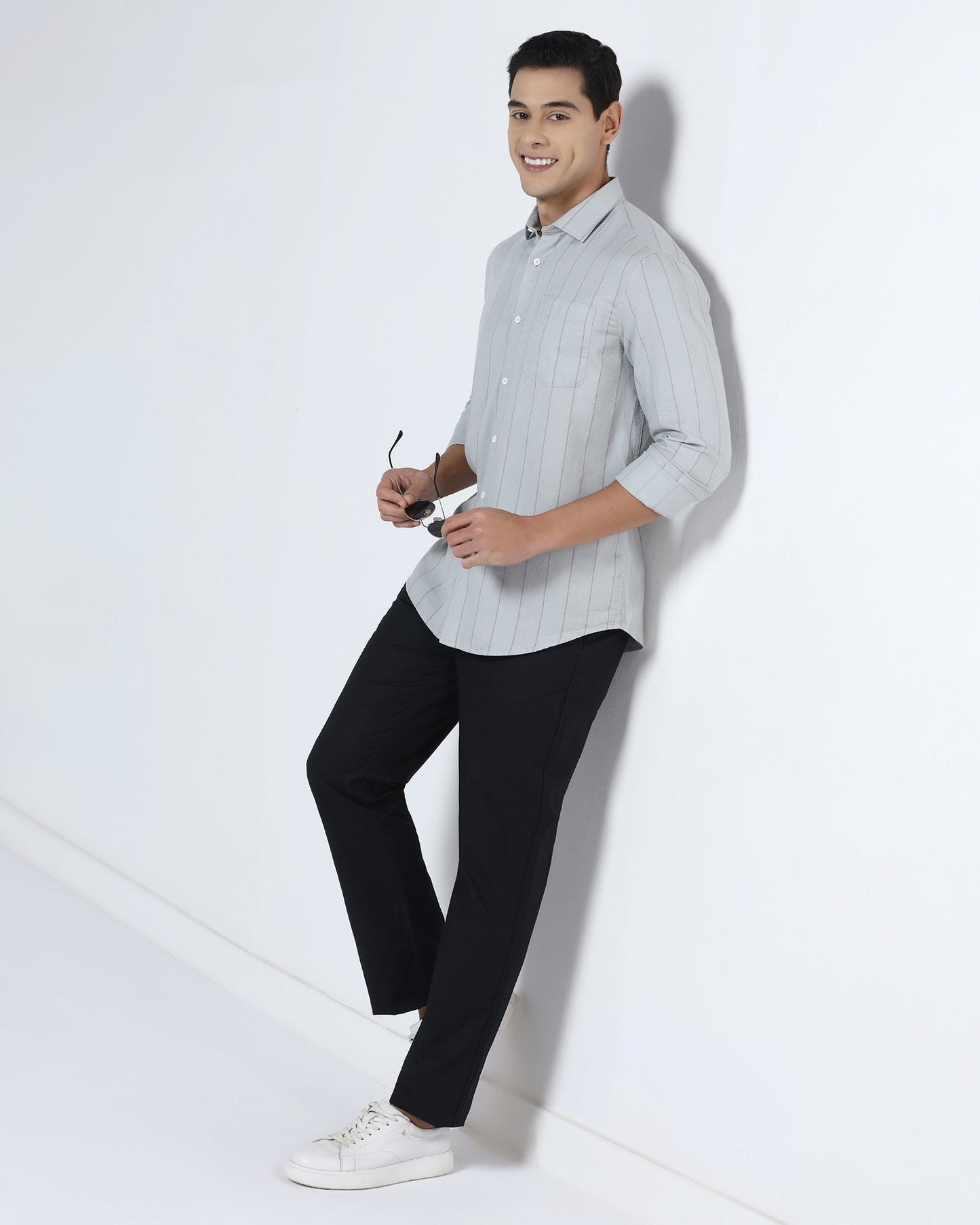 Black Textured Khakis - Oak
