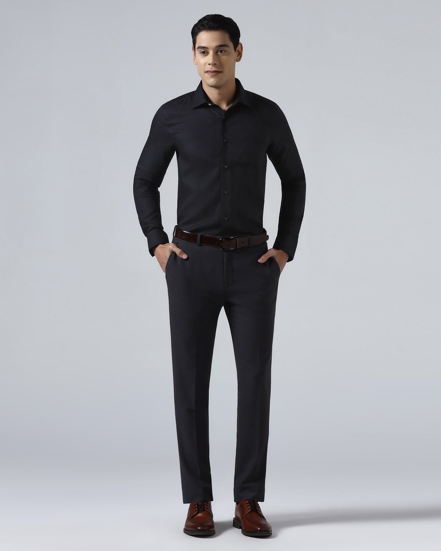 Black Textured Shirt - Skater