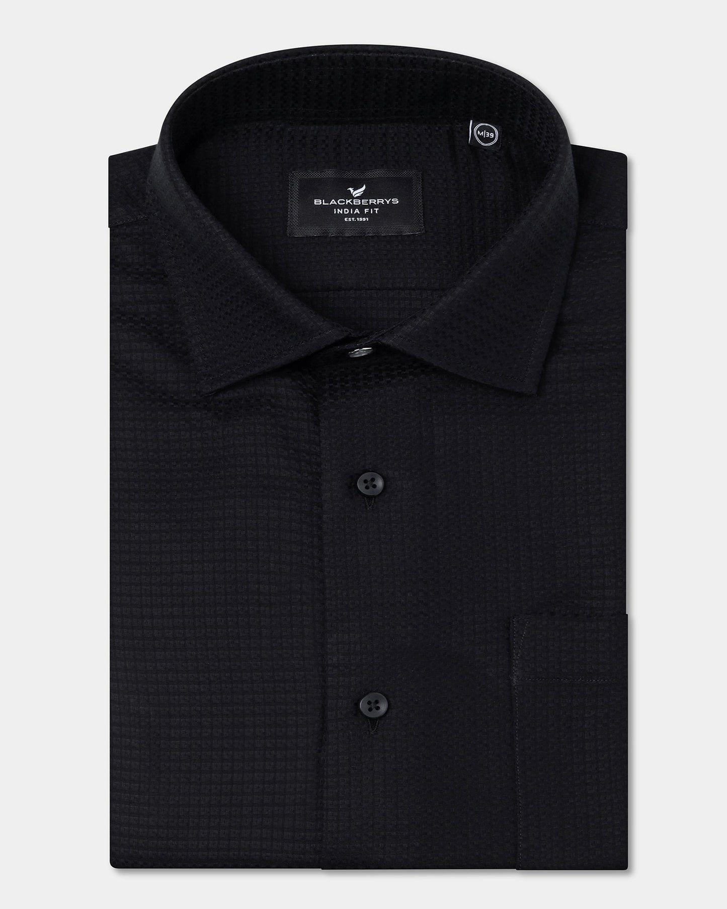 Black Textured Shirt - Skater