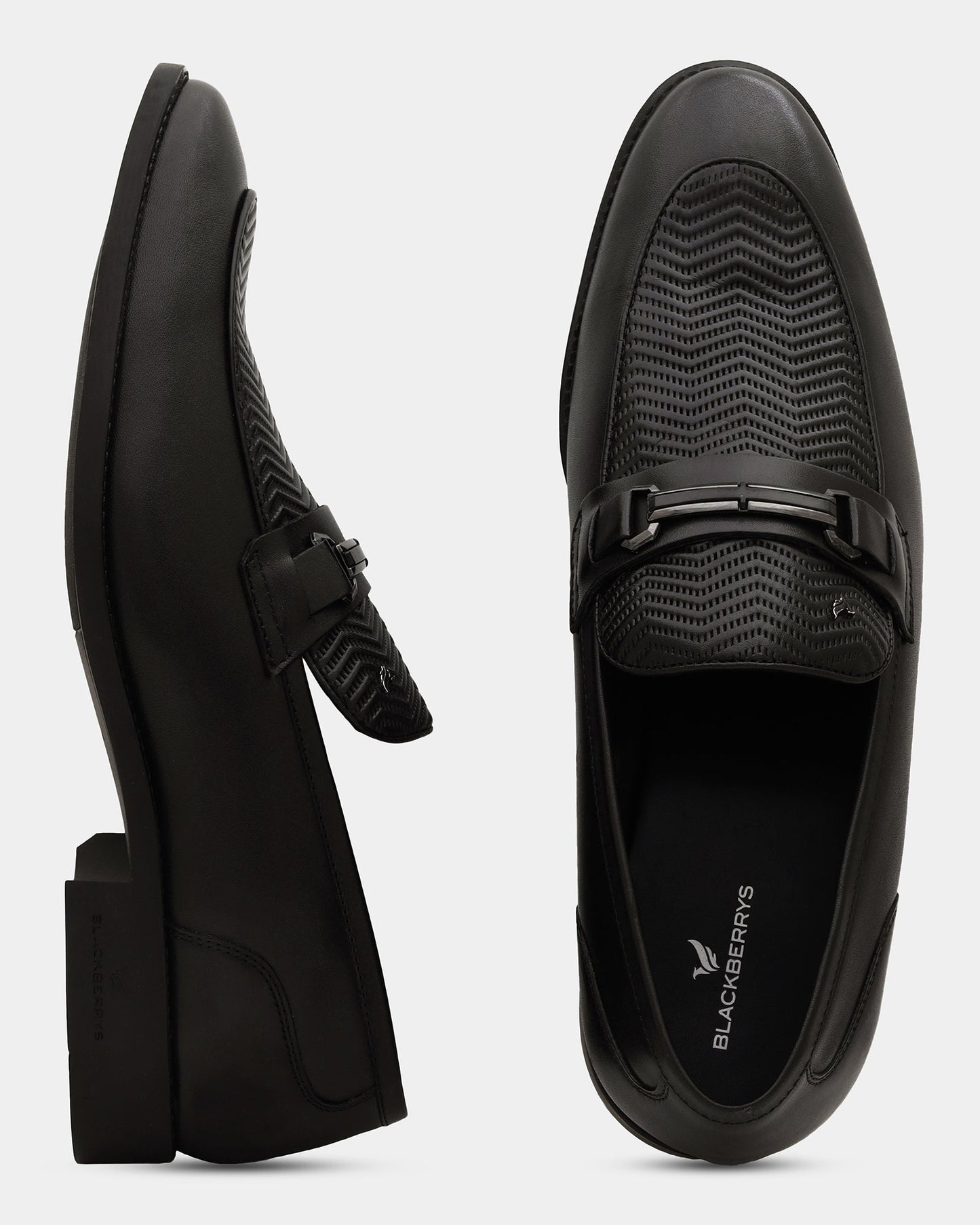 Black Textured Slip On Shoes - Apron