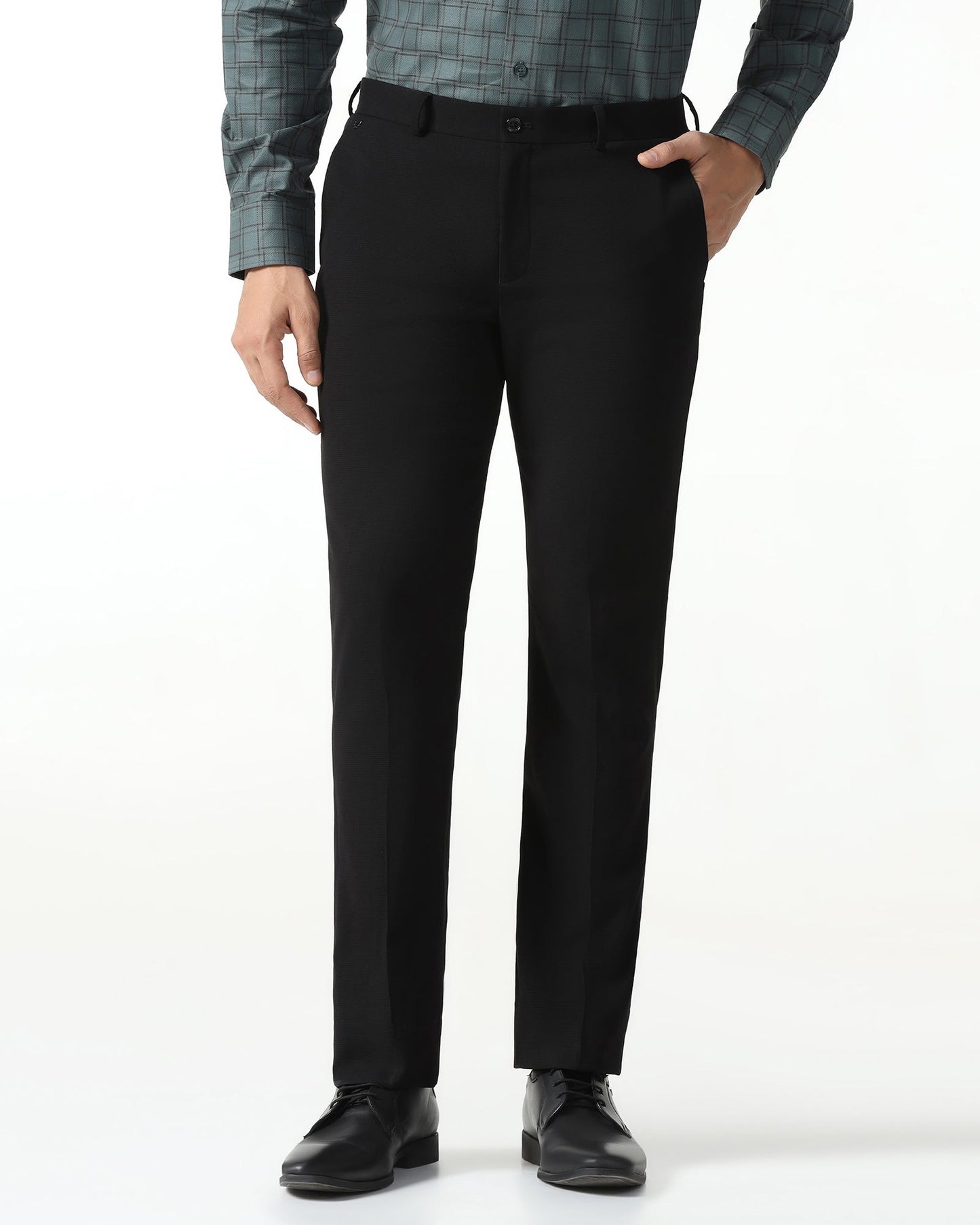 Black Textured Trouser - Black-269
