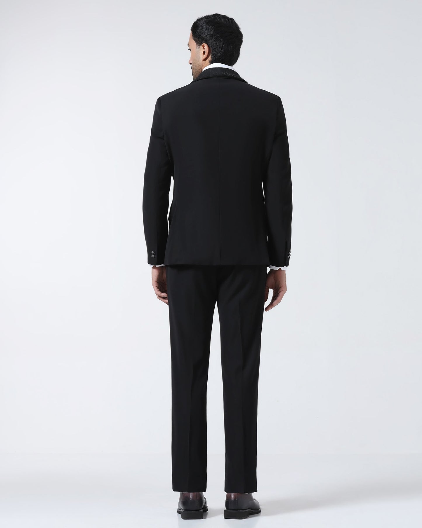 Black Three Piece Solid Suit - Erron
