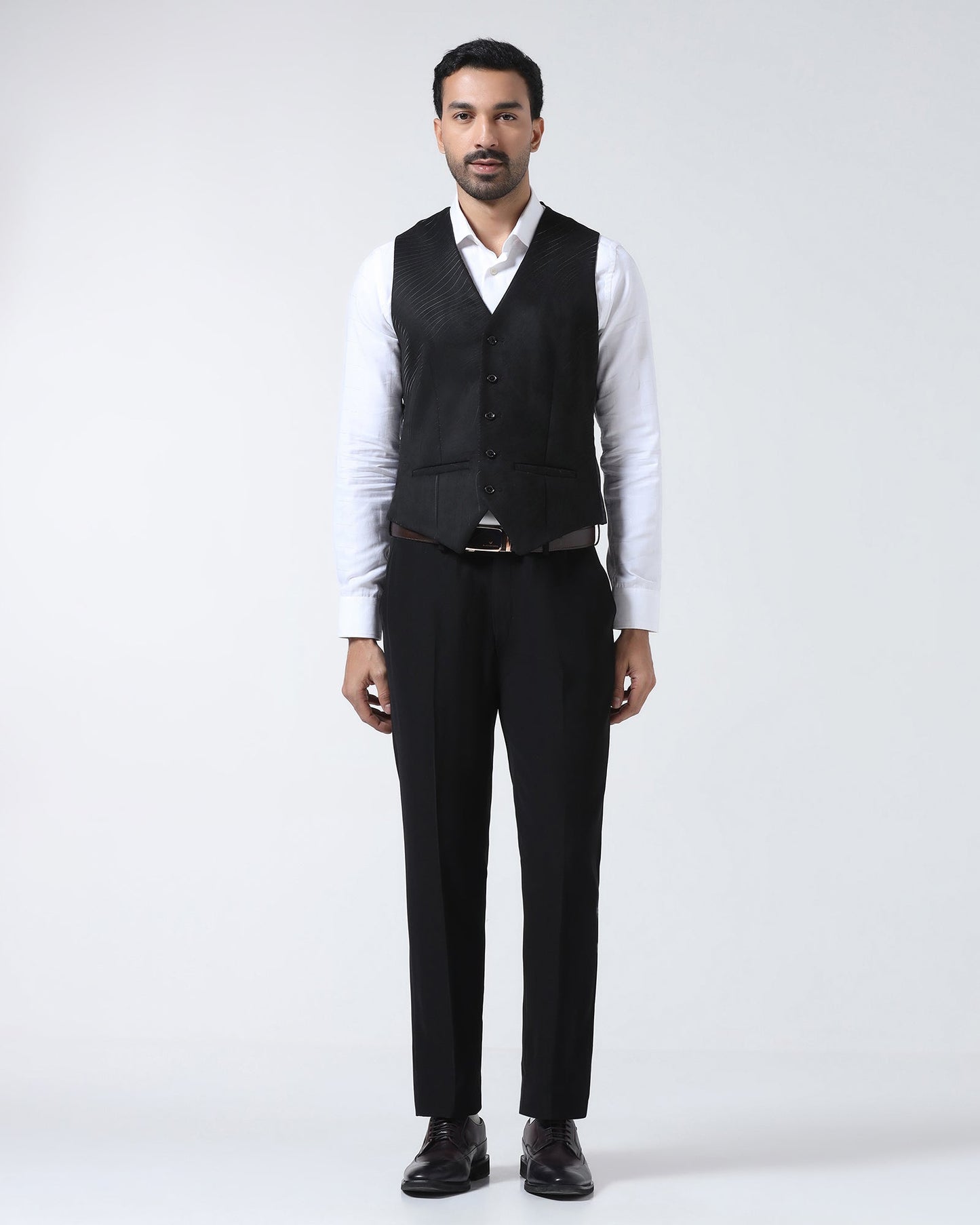 Black Three Piece Solid Suit - Erron