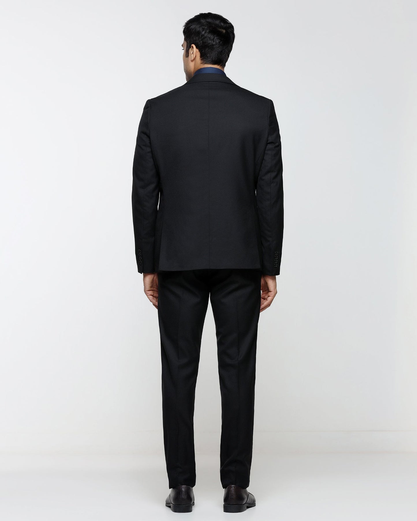 Black Three Piece Textured Suit - Kova