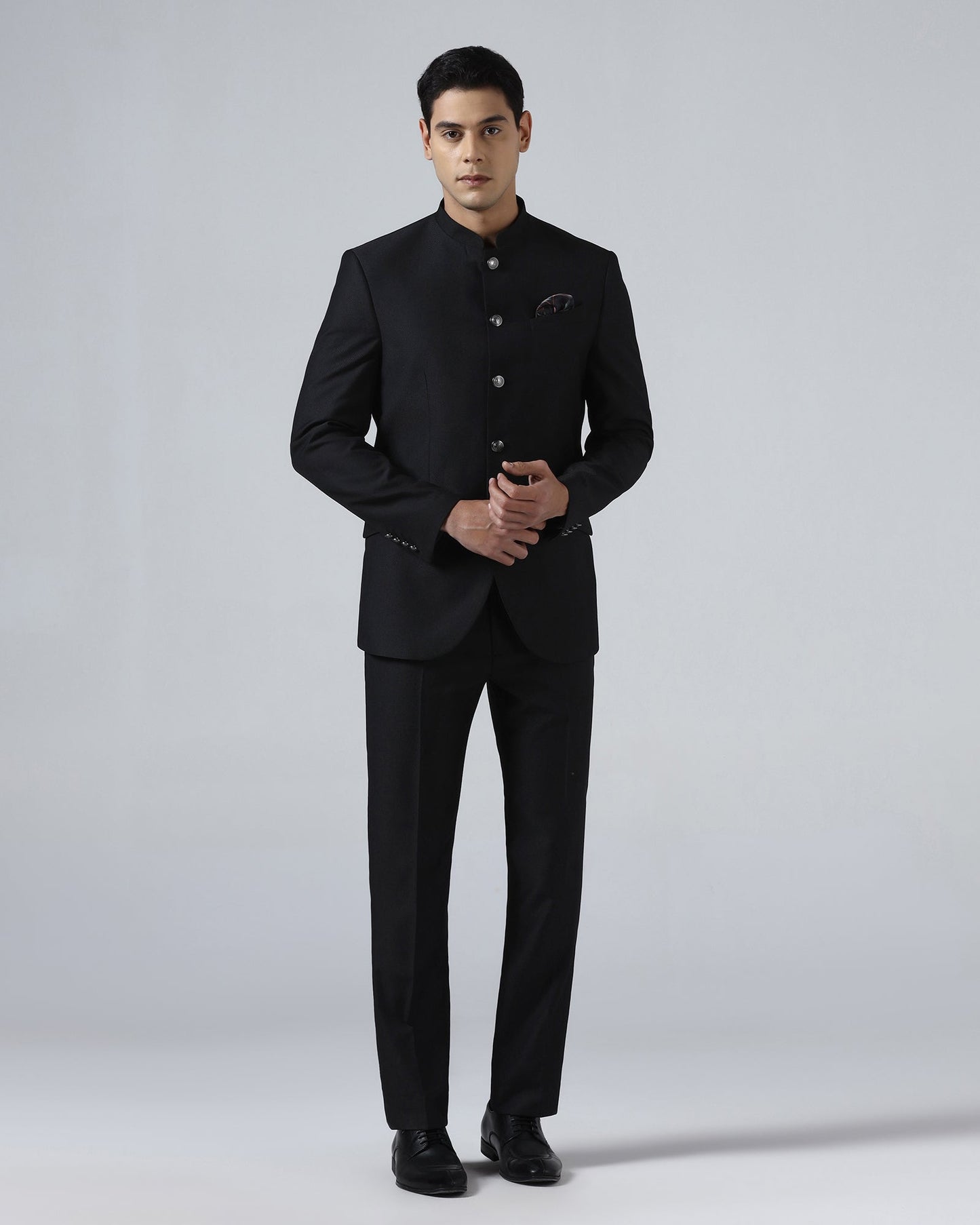 Black Two Piece Textured Suit - Micon