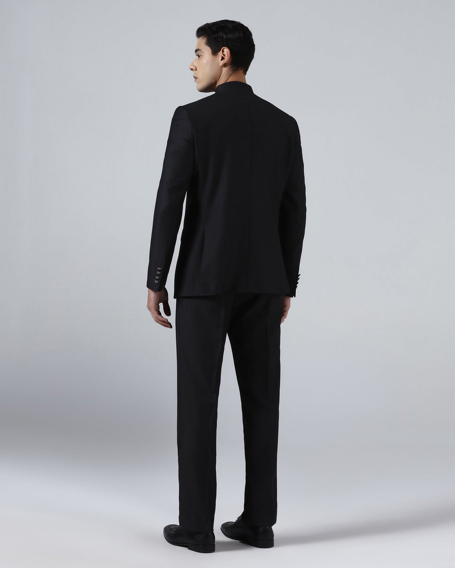 Black Two Piece Textured Suit - Micon